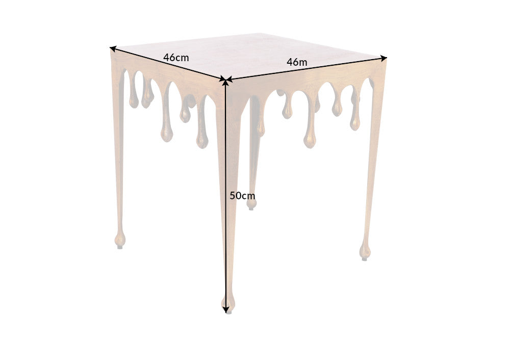 Table basse extravagante LIQUID LINE L 46cm design goutte d'or