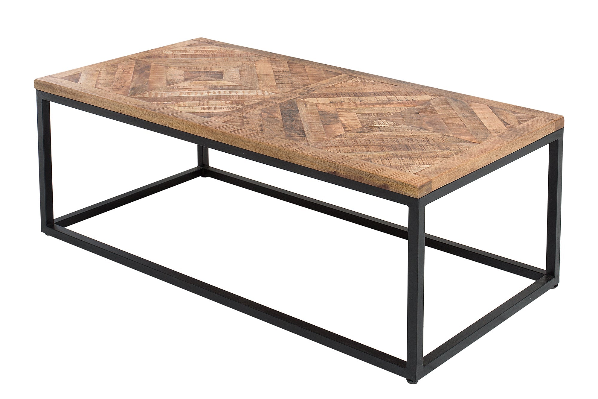 Table basse massive INFINITY HOME 100cm en bois de manguier design industriel