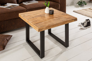 Table basse massive IRON CRAFT 60cm en bois de manguier design industriel