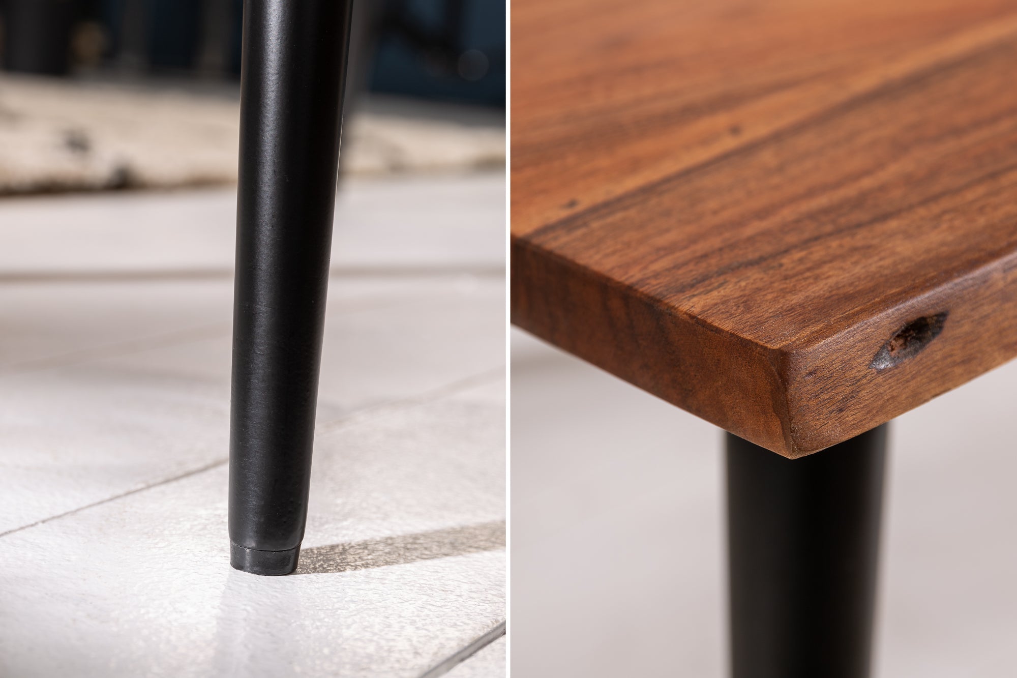 Table basse massive ORGANIC LIVING 110cm en bois d'acacia naturel avec bordure en arbre