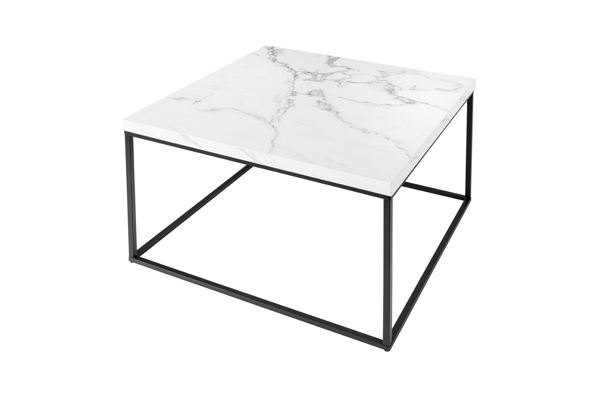 Table basse moderne ARCHITECTURE 60cm design marbre blanc structure métal