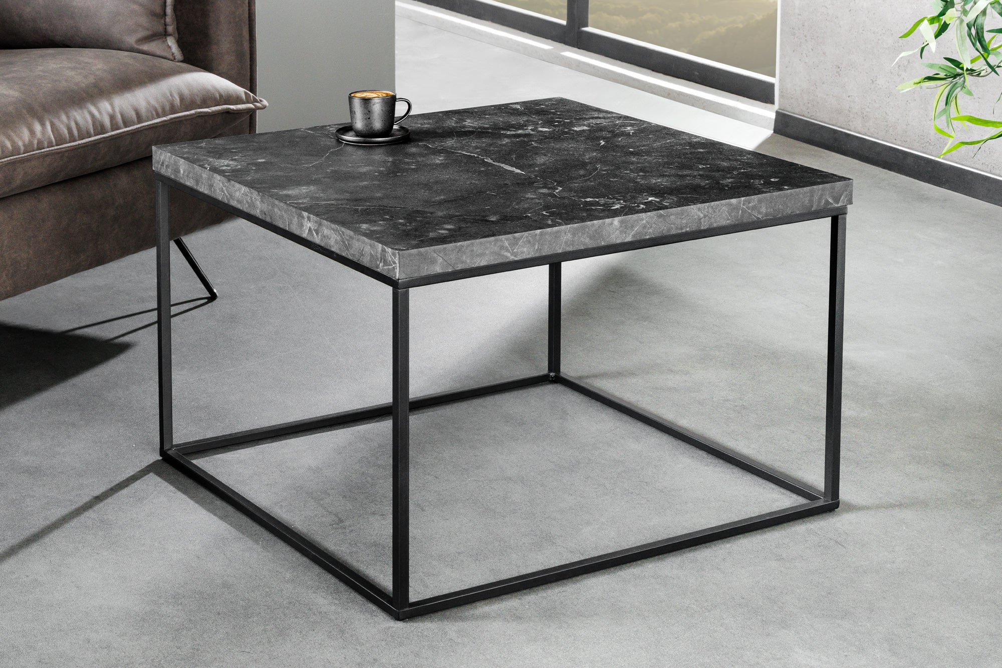 Table basse moderne ARCHITECTURE 60cm structure métal graphite