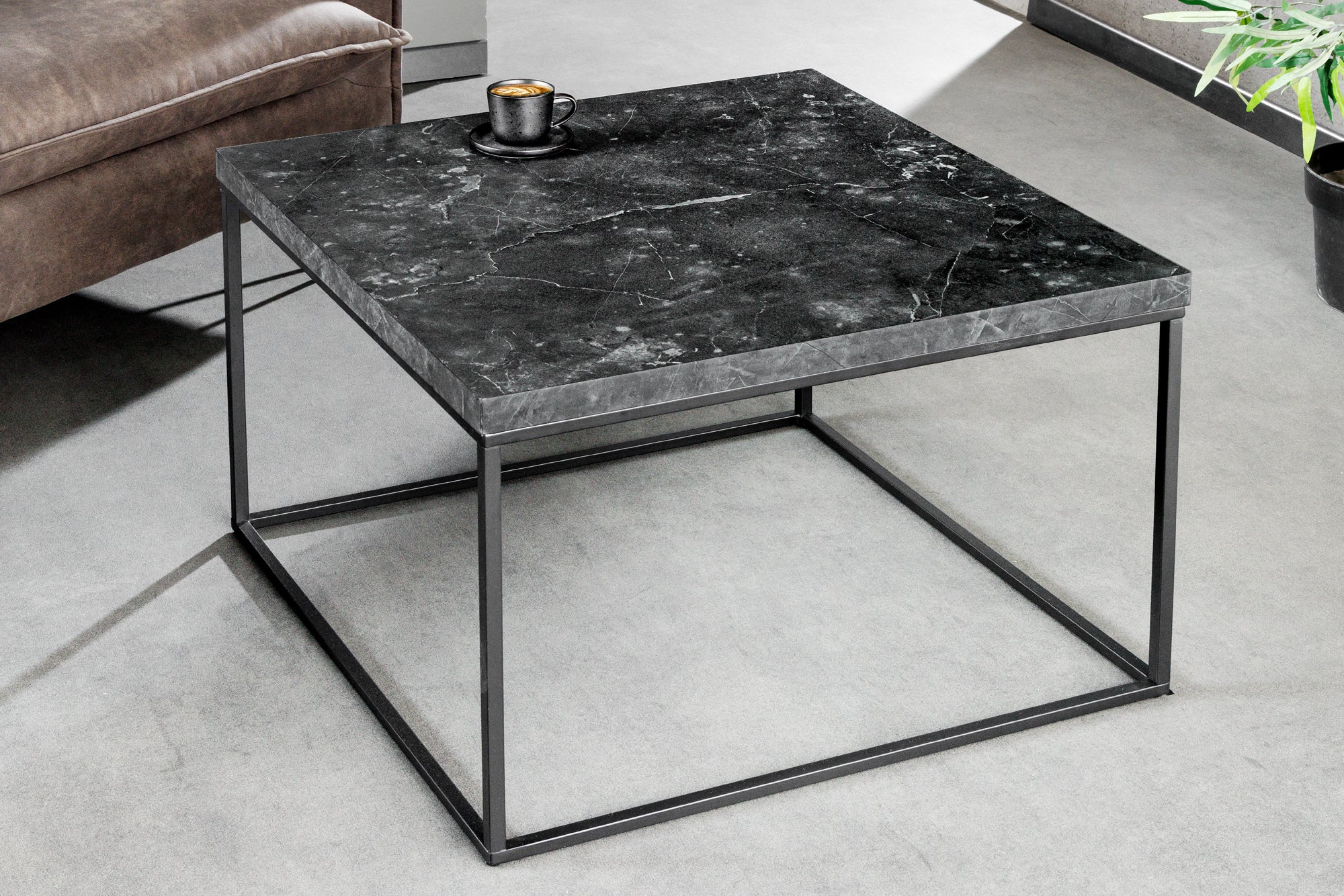 Table basse moderne ARCHITECTURE 60cm structure métal graphite
