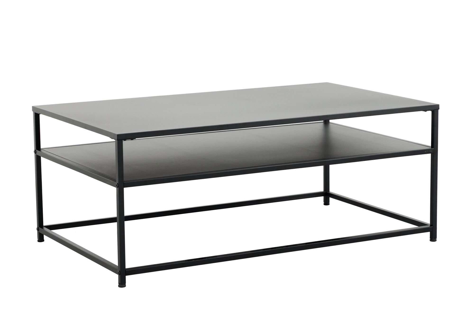 Table basse moderne DURA STEEL 100cm en métal noir avec compartiment de rangement