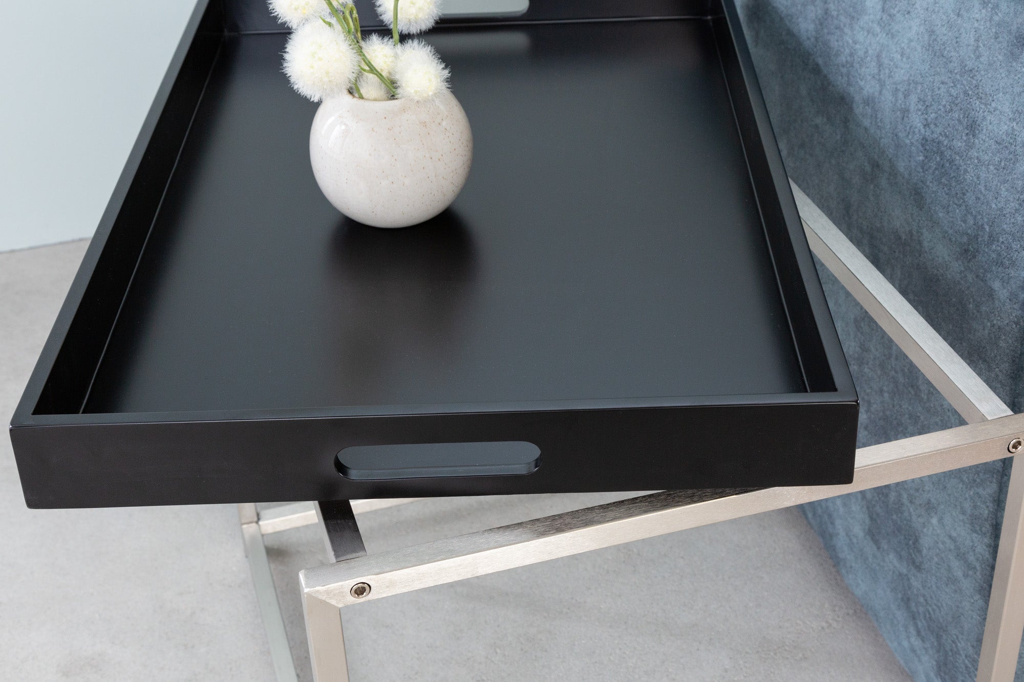 Table basse moderne lot de 3 ELEMENTS 75cm plateau amovible en acier noir