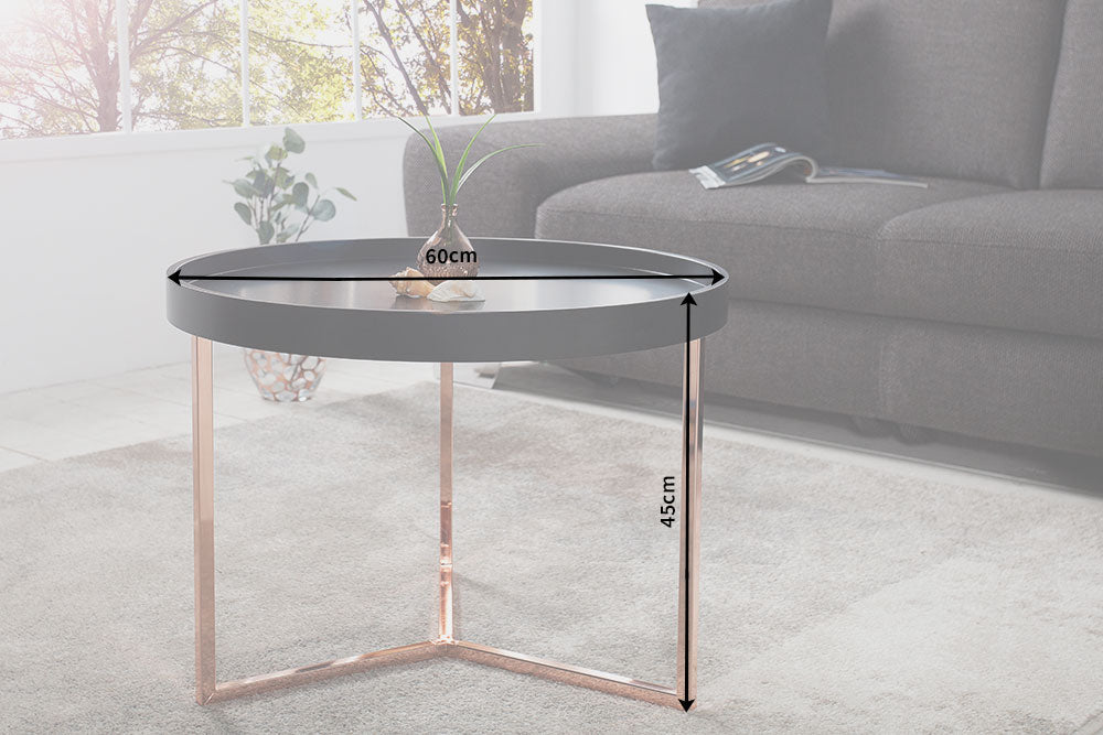 Table basse MODULAIRE extravagante 60 cm ronde en cuivre noir mat avec plateau