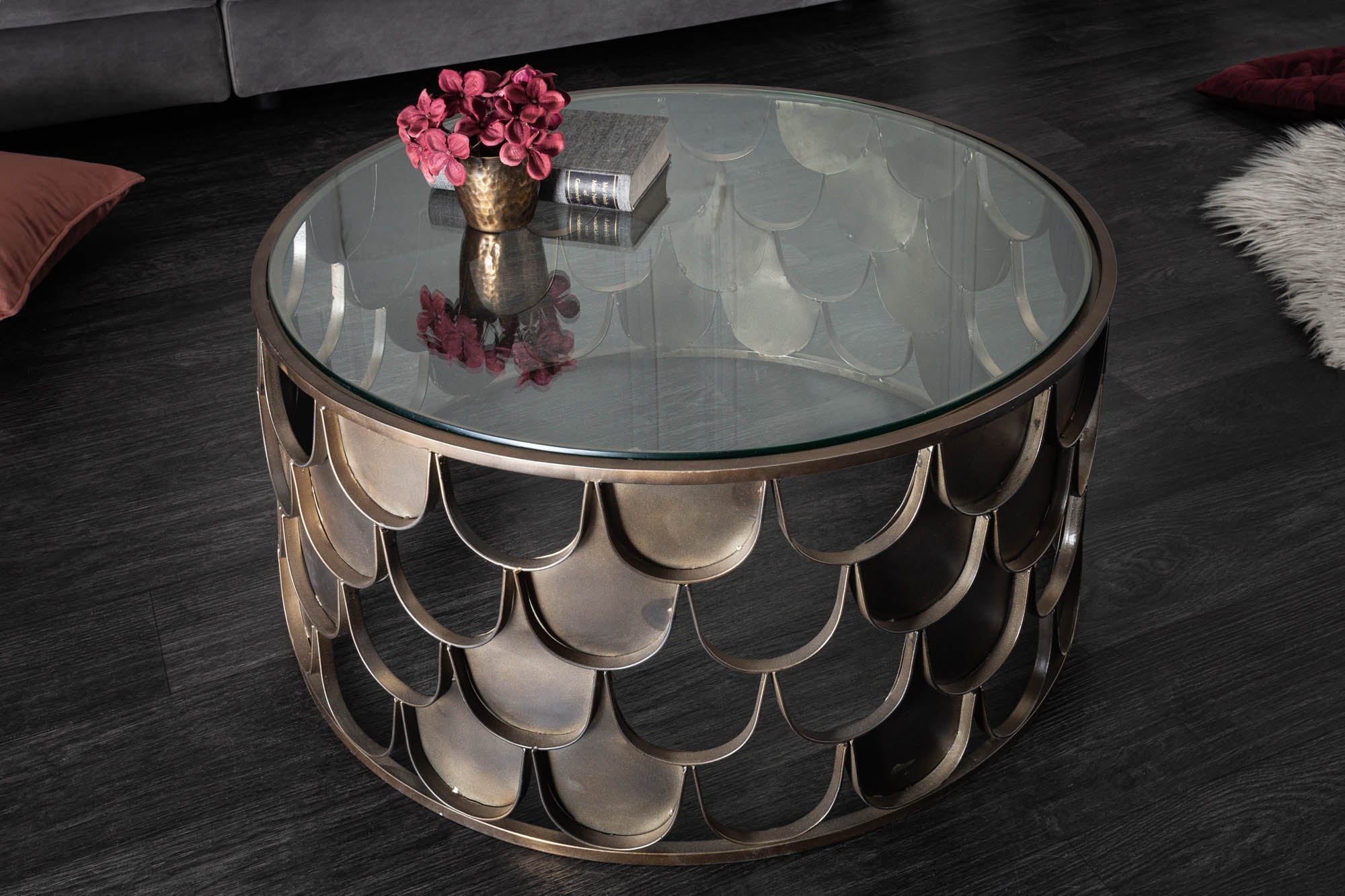 table-basse-ronde-abstract-60cm-laiton-antique-metal-verre-design-industriel-ecailles-de-poisson_40110 (inv)