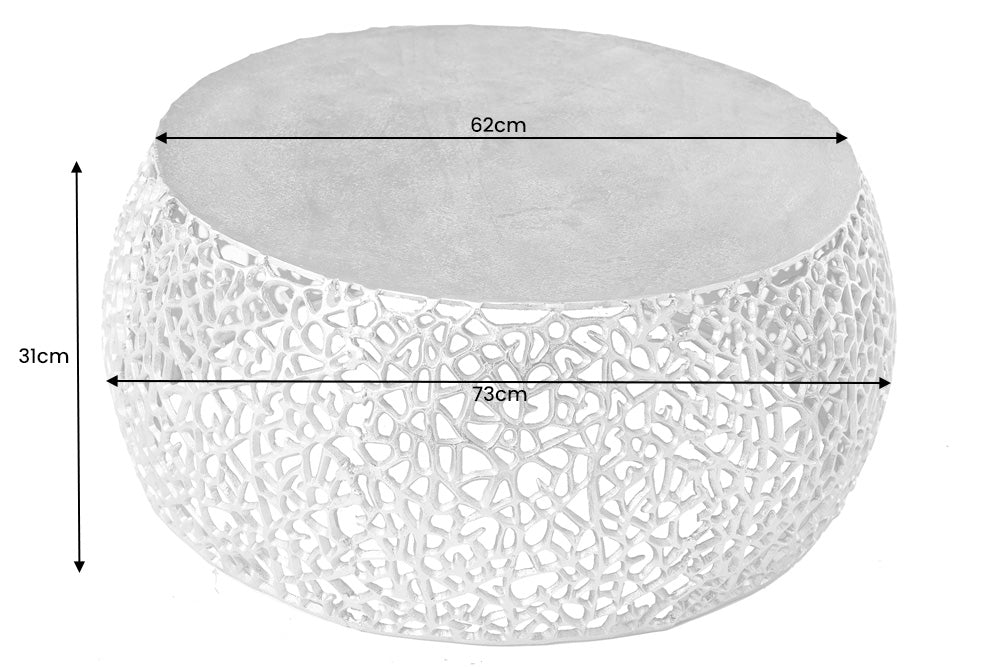 Table basse ronde ABSTRACT LEAF 75cm métal doré filigrane design vintage artisanal