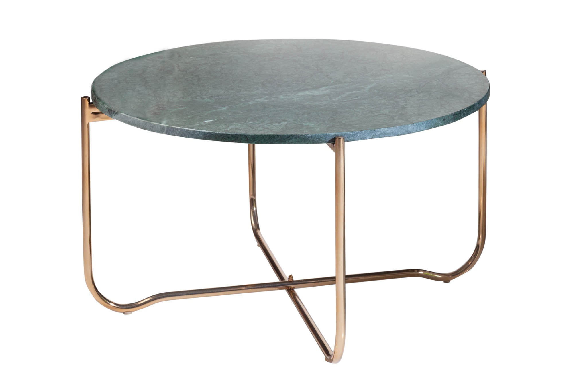 Table basse ronde NOBLE 65cm marbre vert plateau amovible pliable métal doré