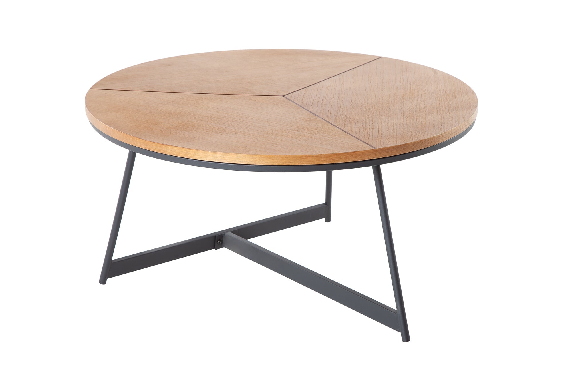 Table basse ronde OAK ELEGANCE 80cm design bois de chêne structure métal noir