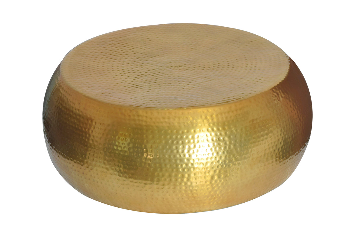 Table basse ronde ORIENT 80cm laiton métal aluminium martelé design fait main