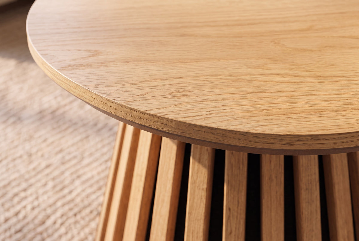 Table basse ronde VALHALLA WOOD 50cm piètement pilier en chêne naturel
