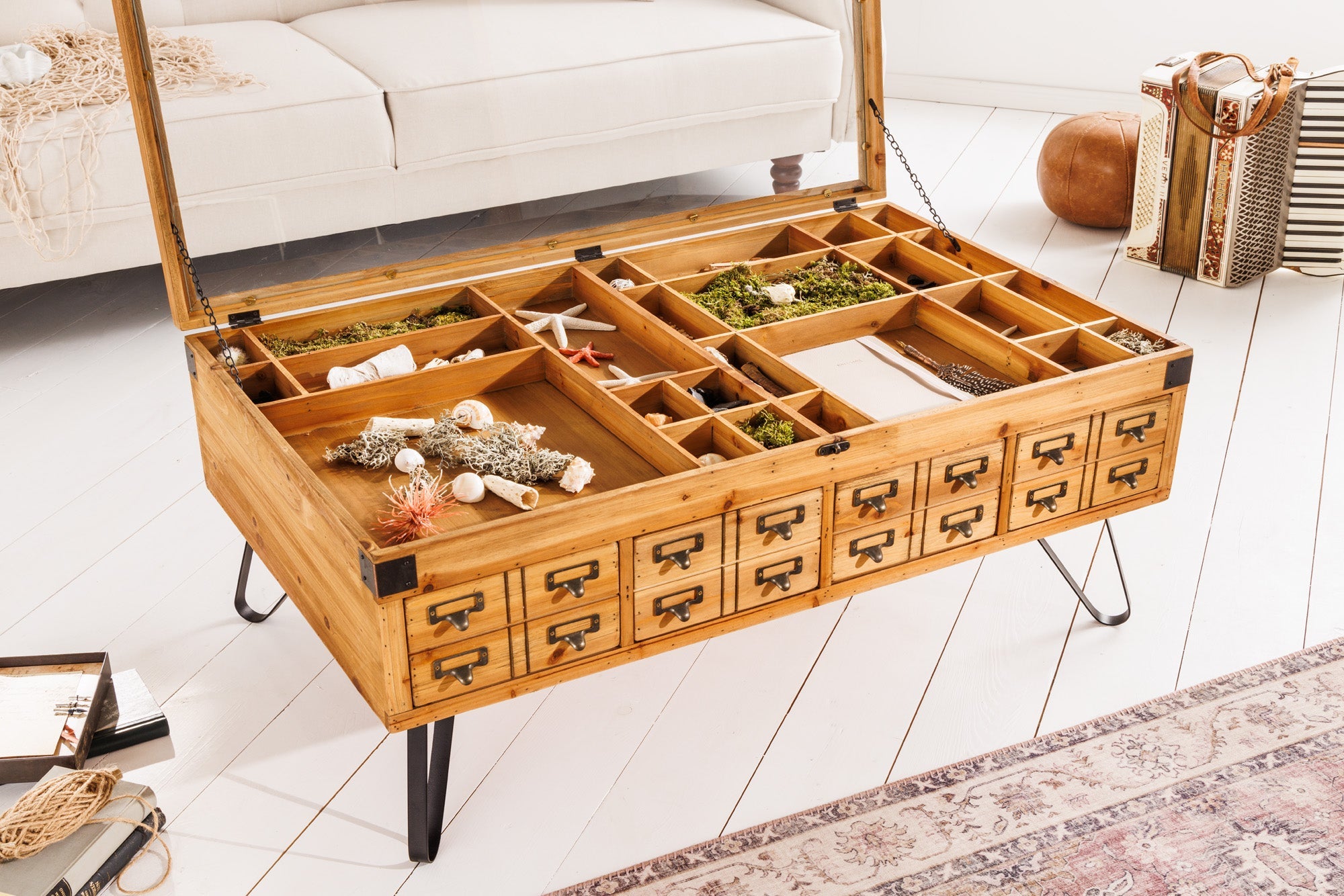 table-basse-vintage-seven-seas-100cm-pin-naturel-bois-massif-pieds-epingles-a-cheveux-en-verre-avec-espace-de-rangement_41194 (inv)