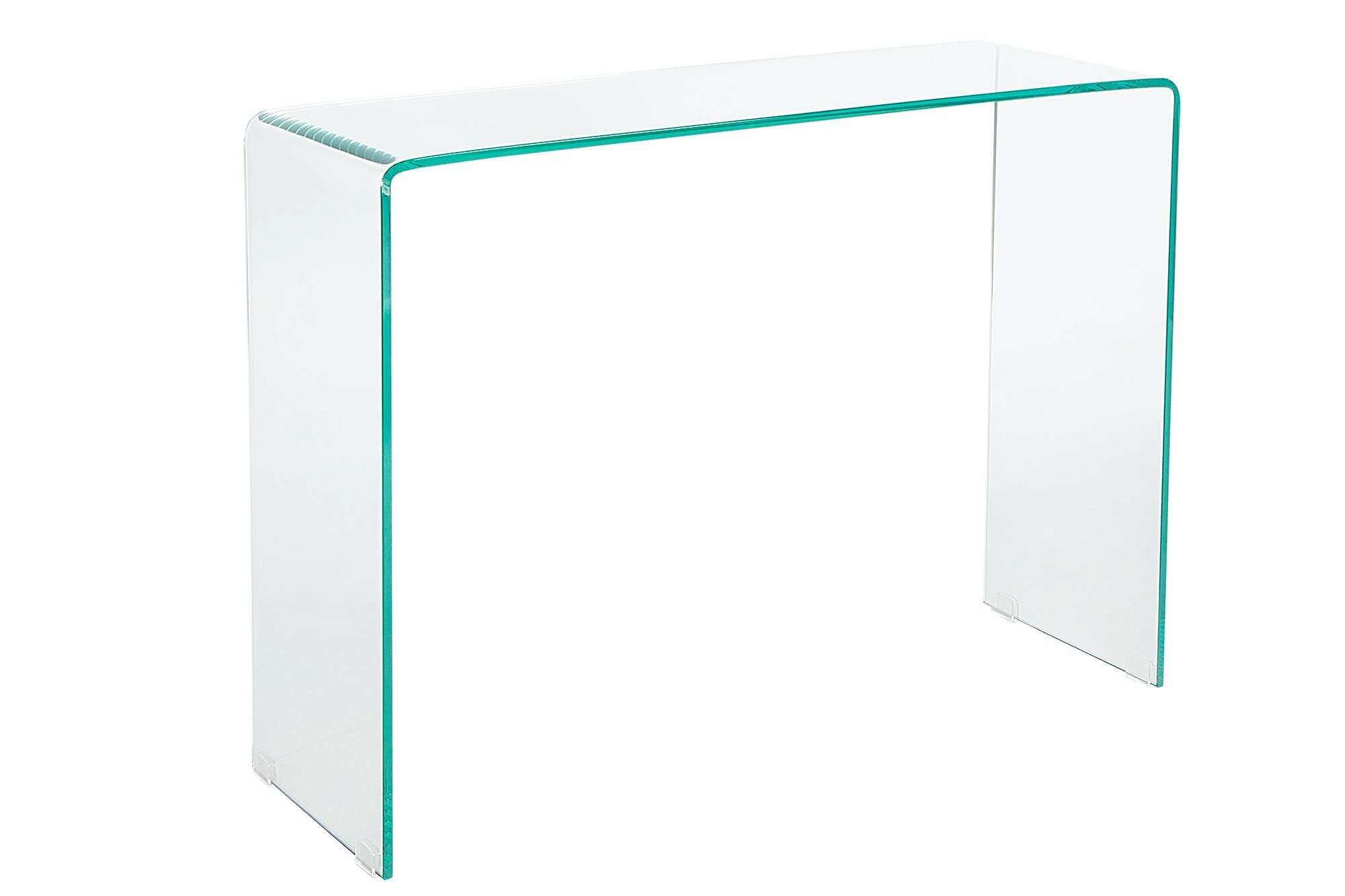 Table console extravagante en verre FANTOME 100cm table de bureau transparente tout en verre