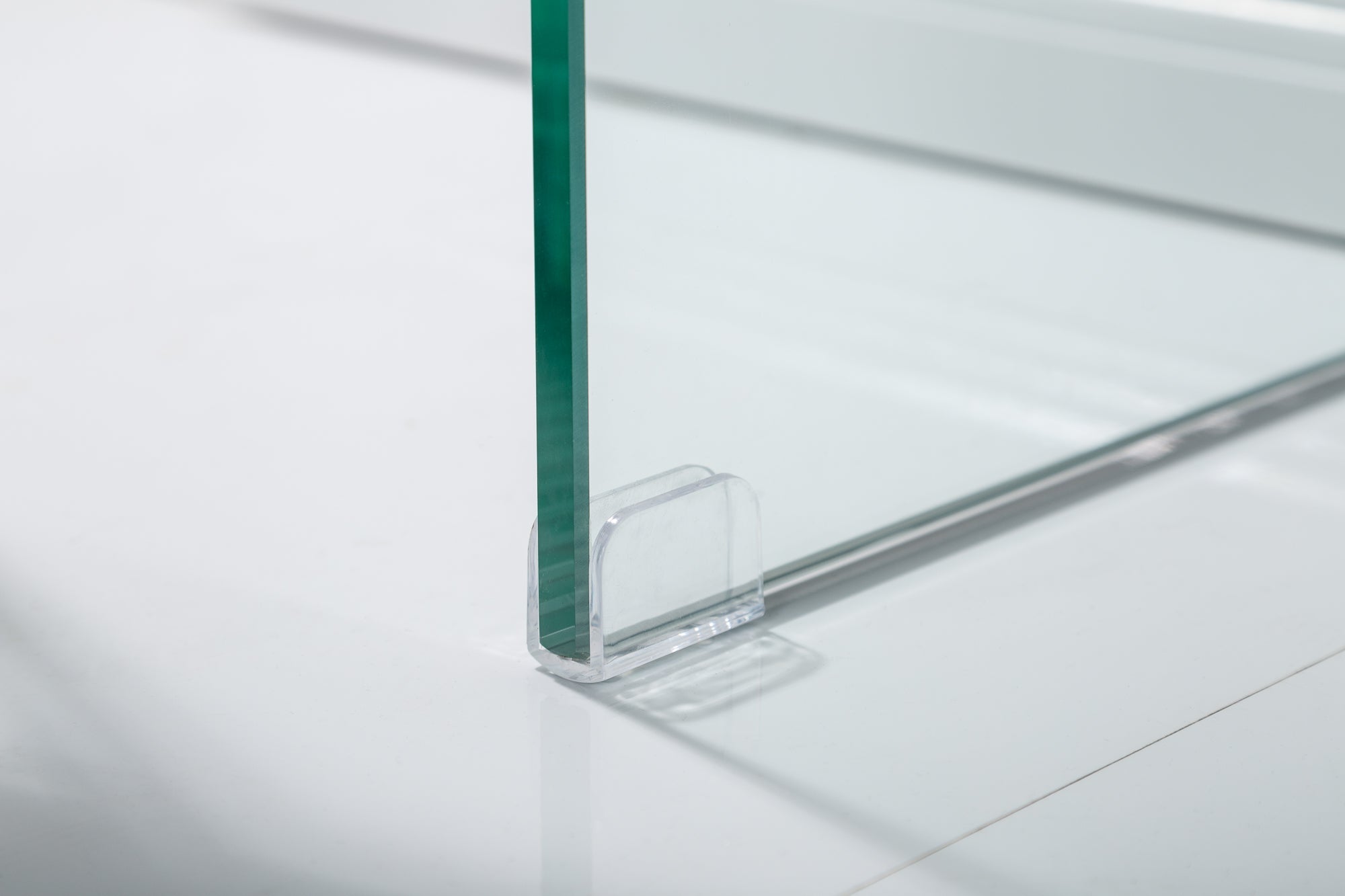 Table console extravagante en verre FANTOME 100cm table de bureau transparente tout en verre