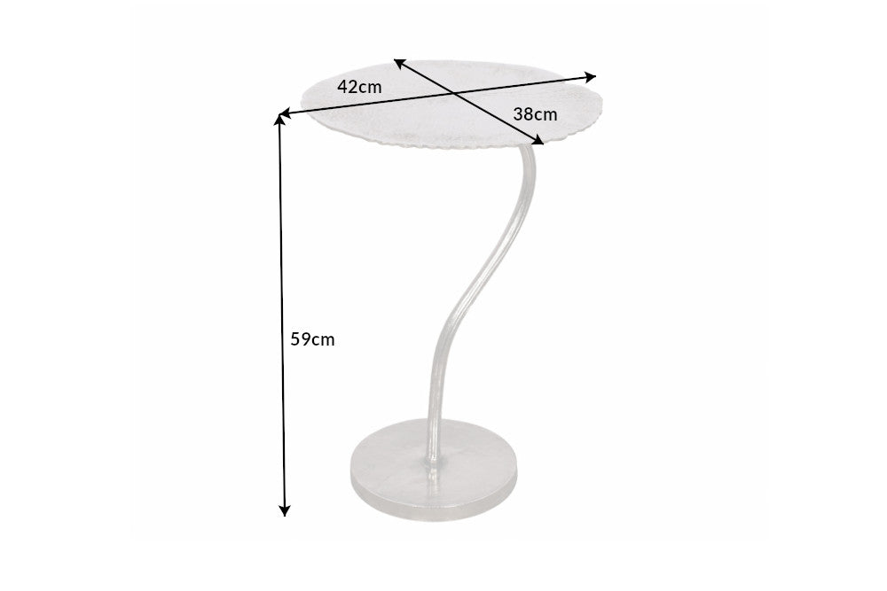 Mesa auxiliar artesanal ABSTRACT LEAF 40cm plata