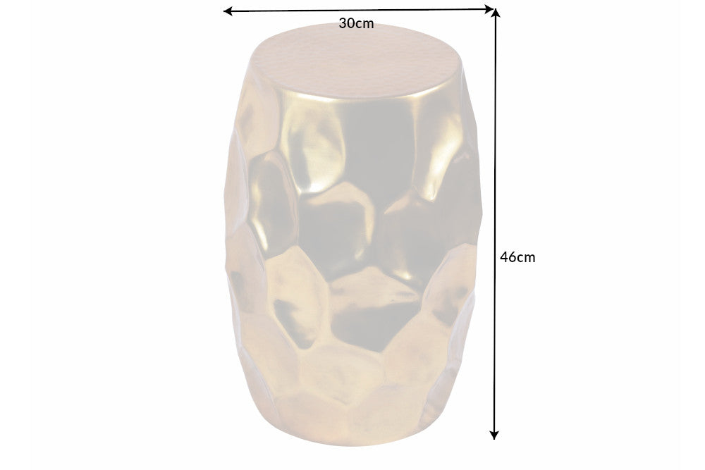 Table d'appoint artisanale ORGANIC ORIENT 50cm métal doré martelé design ronde