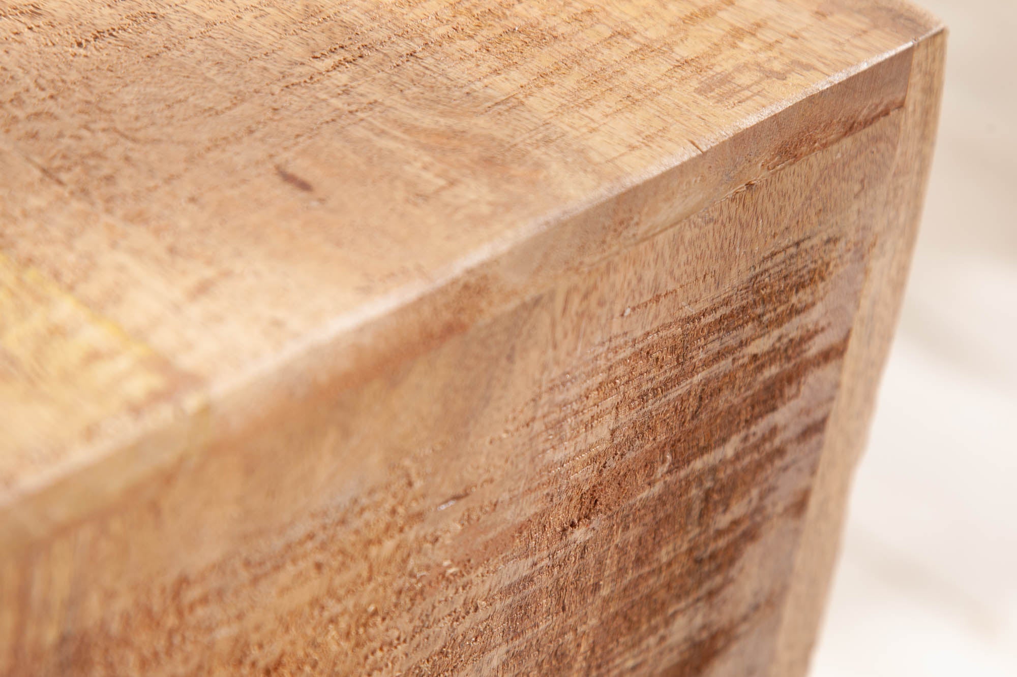 S Mesa auxiliar artesanal de 60 cm de madera maciza de mango con estante ajustable