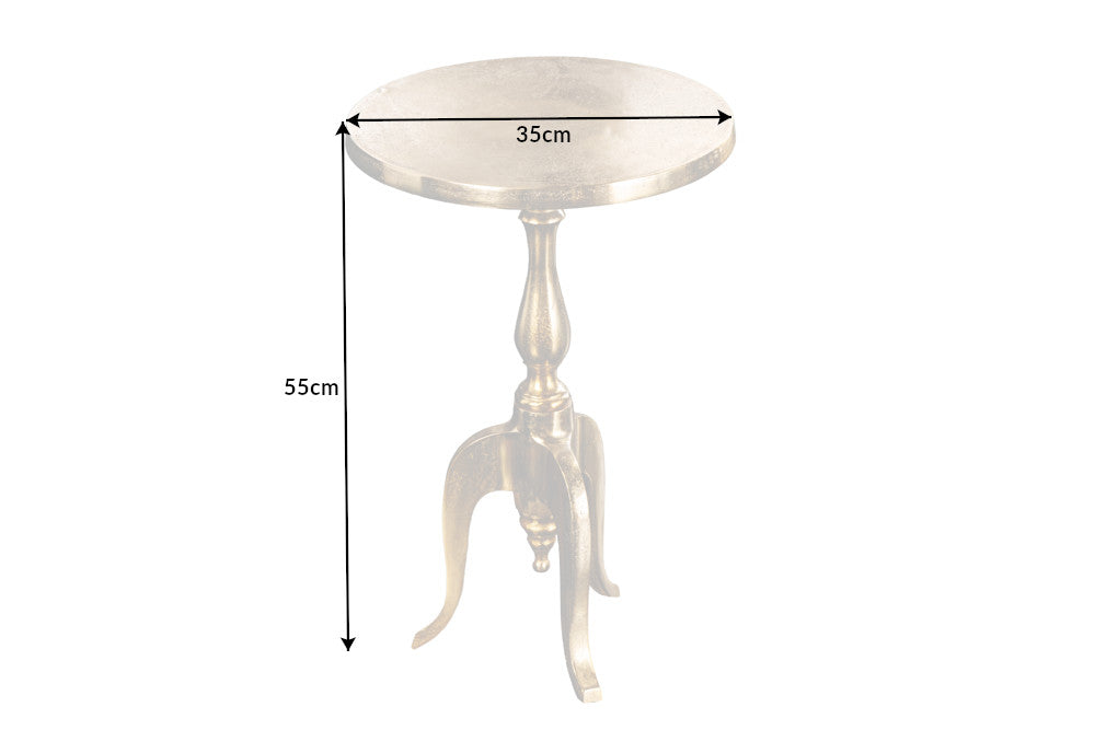 SAVOY mesa auxiliar barroca 55cm trípode vintage redondo de metal dorado