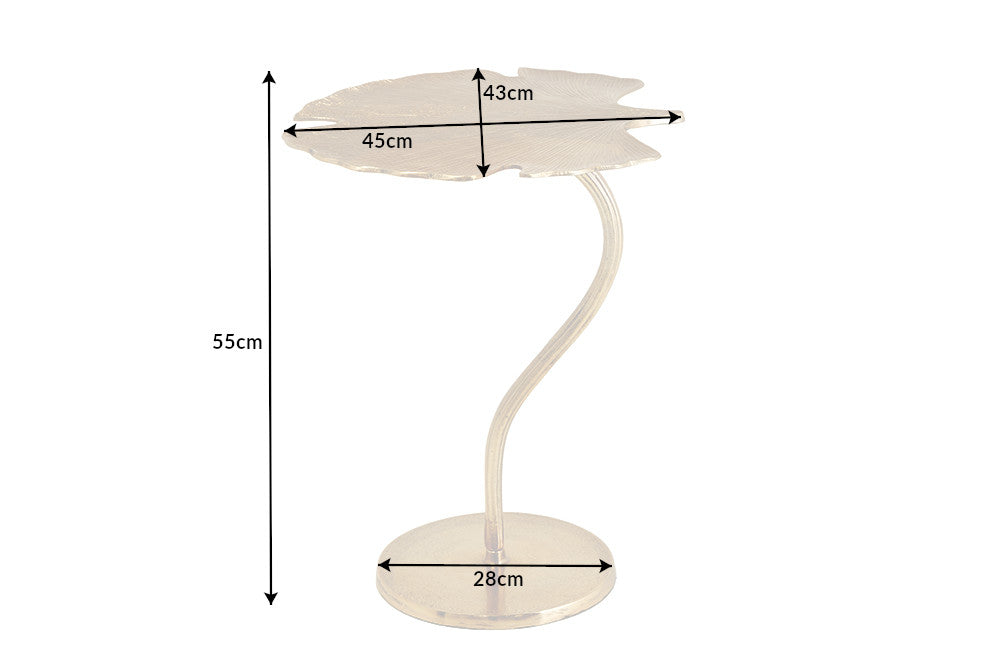 GINKGO HOJA mesa auxiliar decorativa 55cm hecha a mano en metal dorado