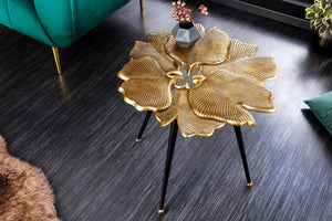 Table d'appoint décorative GINKGO LEAFS 60cm métal doré fait main