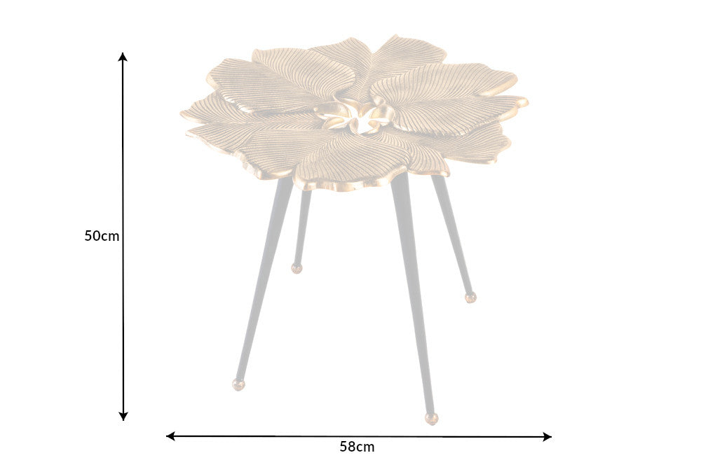 Mesa auxiliar decorativa GINKGO LEAFS, 60 cm, realizada a mano en metal dorado