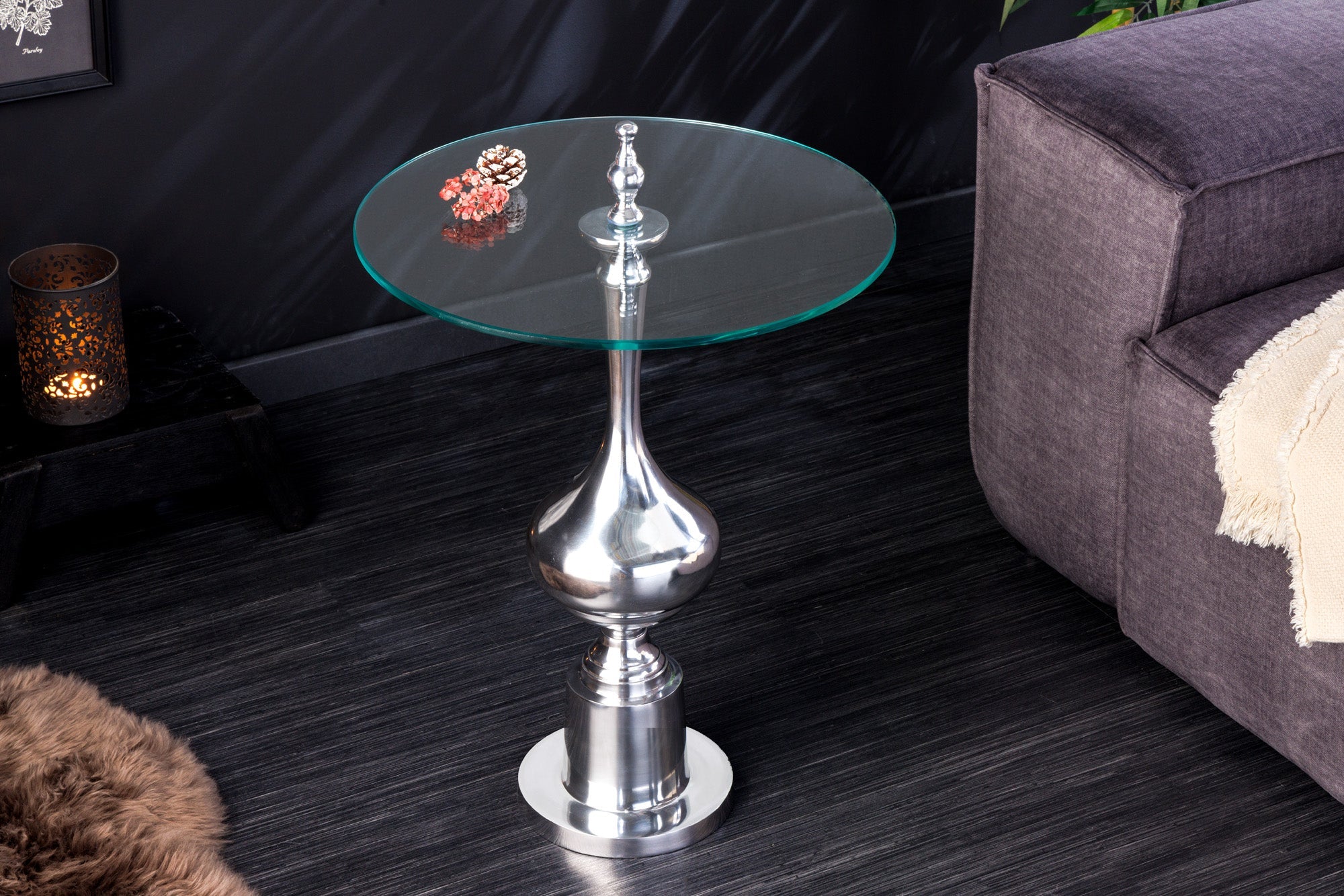 mesa-dappoint-diseño-abstracto-45cm-metal-plata-cromo-cristal-tapa-hecha-a-mano-redonda_42227 (inv)