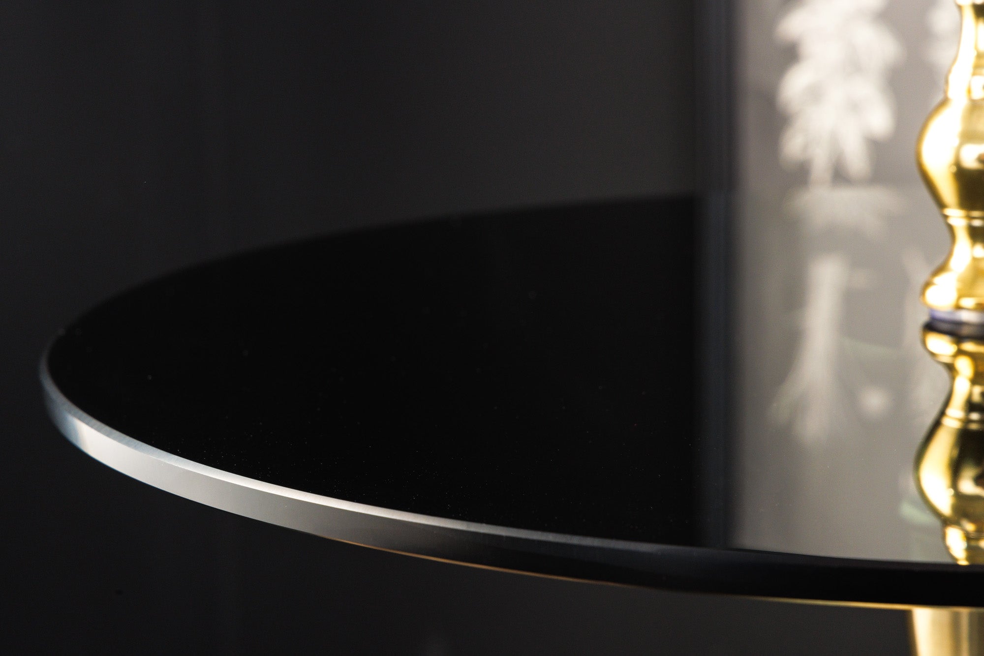 ABSTRACT mesa auxiliar de diseño 45cm metal dorado negro tapa de cristal hecho a mano redonda