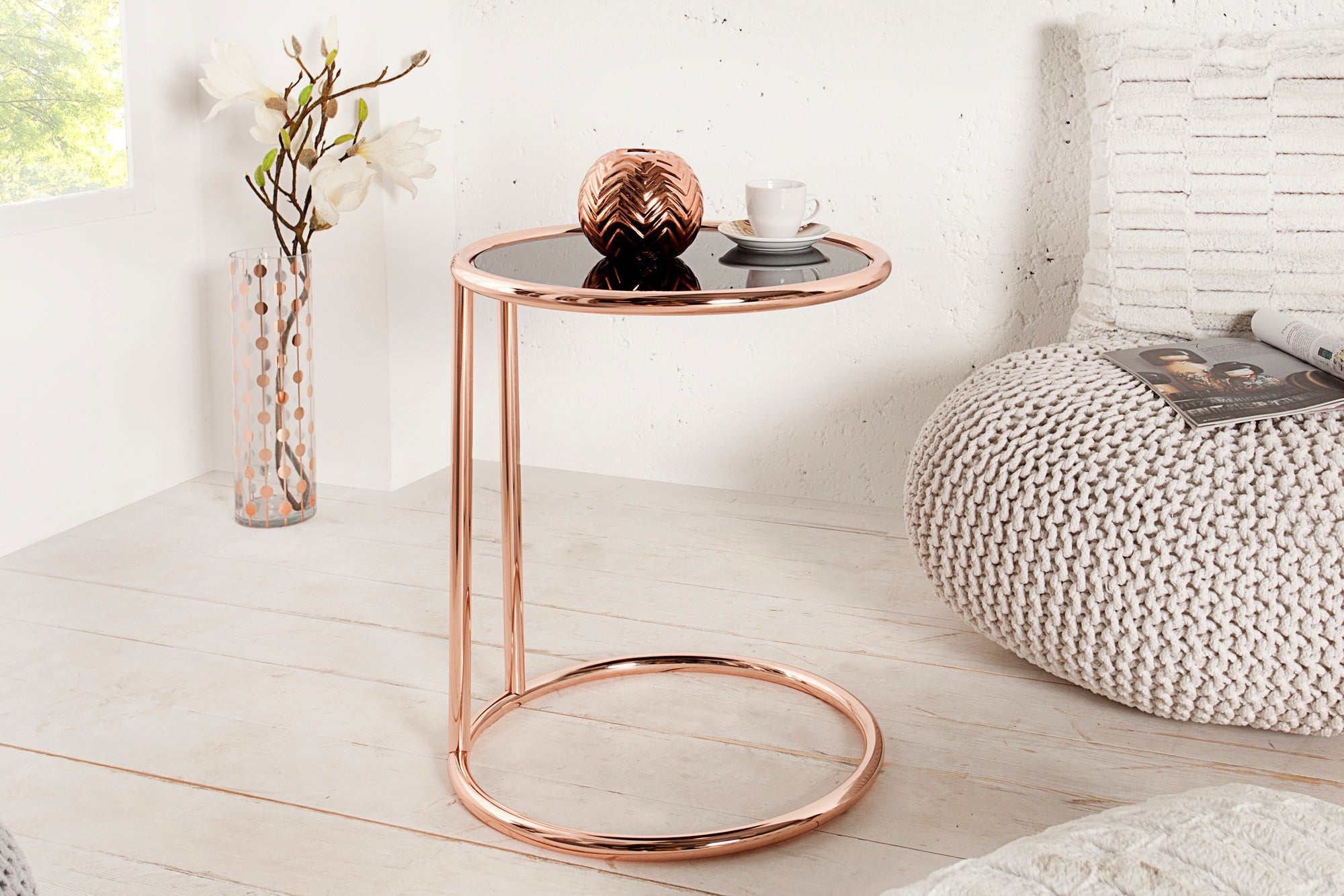 mesa-dappoint-design-art-deco-40cm-cobre-metal-cromo-vidrio-negro-redonda_36061 (inv)