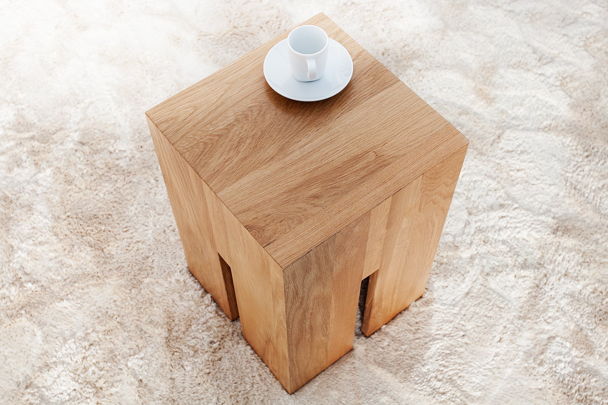 CASTILLO diseño mesa auxiliar 45cm roble silvestre natural madera maciza aceitada taburete