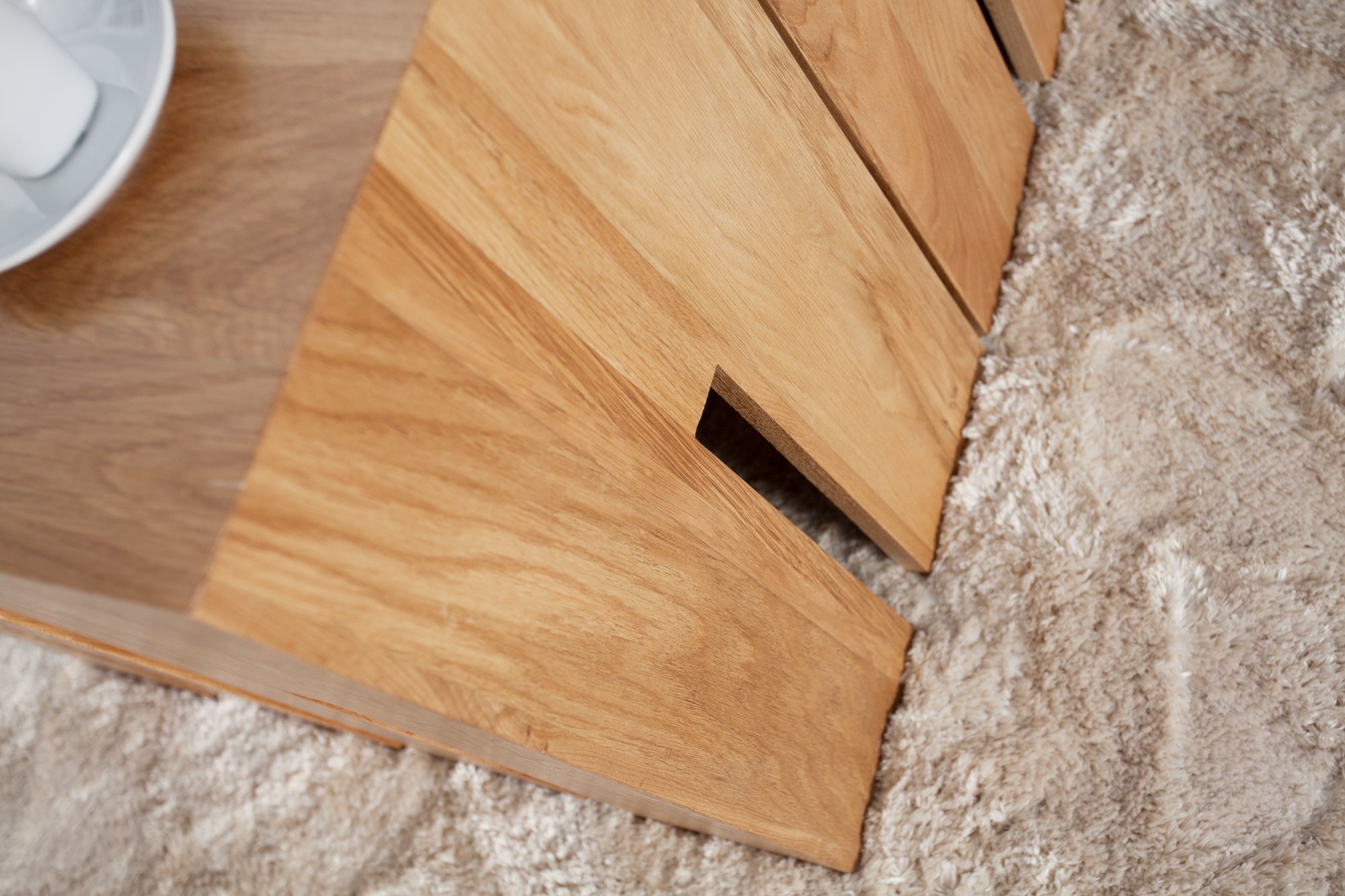CASTILLO diseño mesa auxiliar 45cm roble silvestre natural madera maciza aceitada taburete