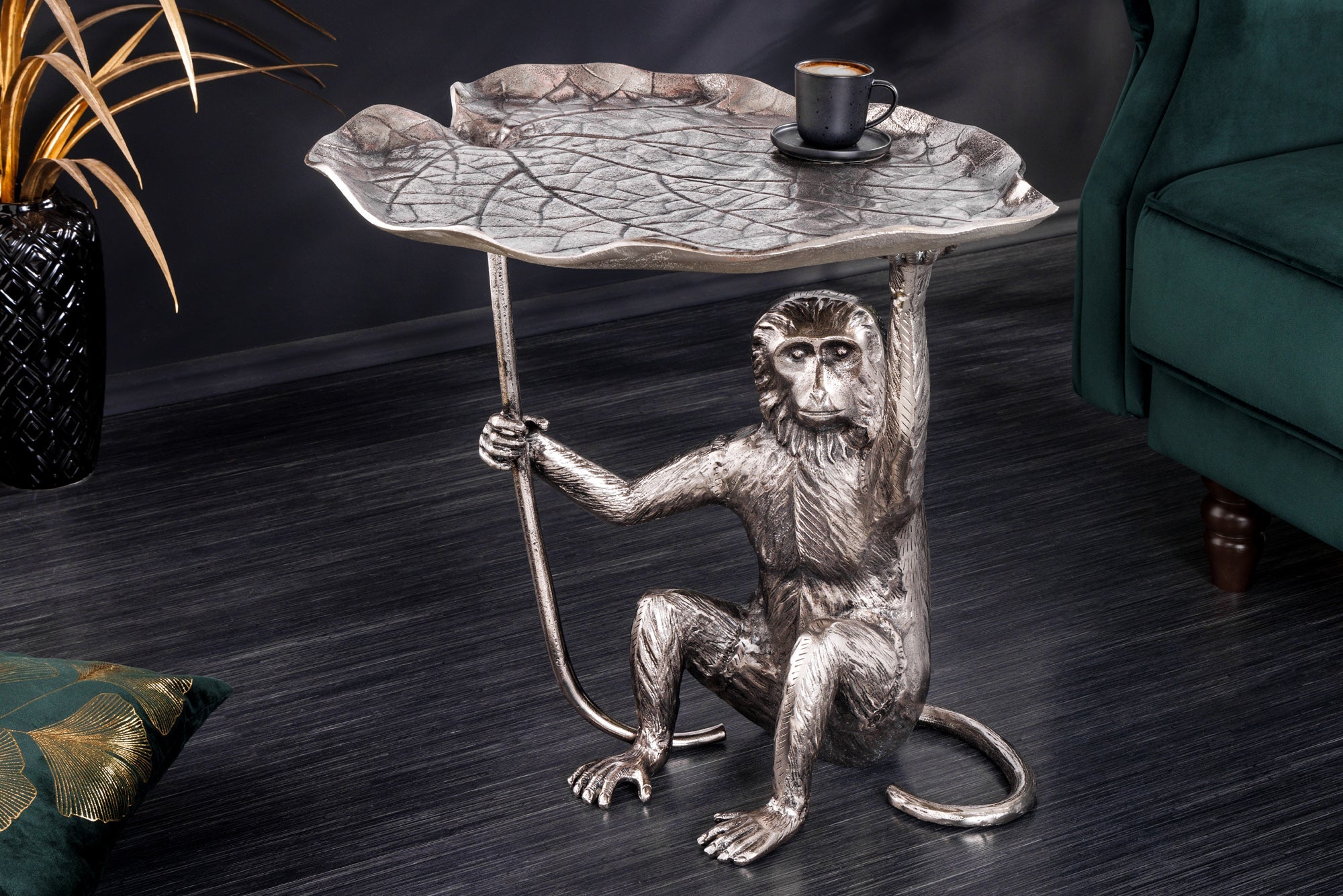 mesa-dappoint-design-wildlife-monkey-60cm-metal-plata-hecho-a mano_44836 (inv)