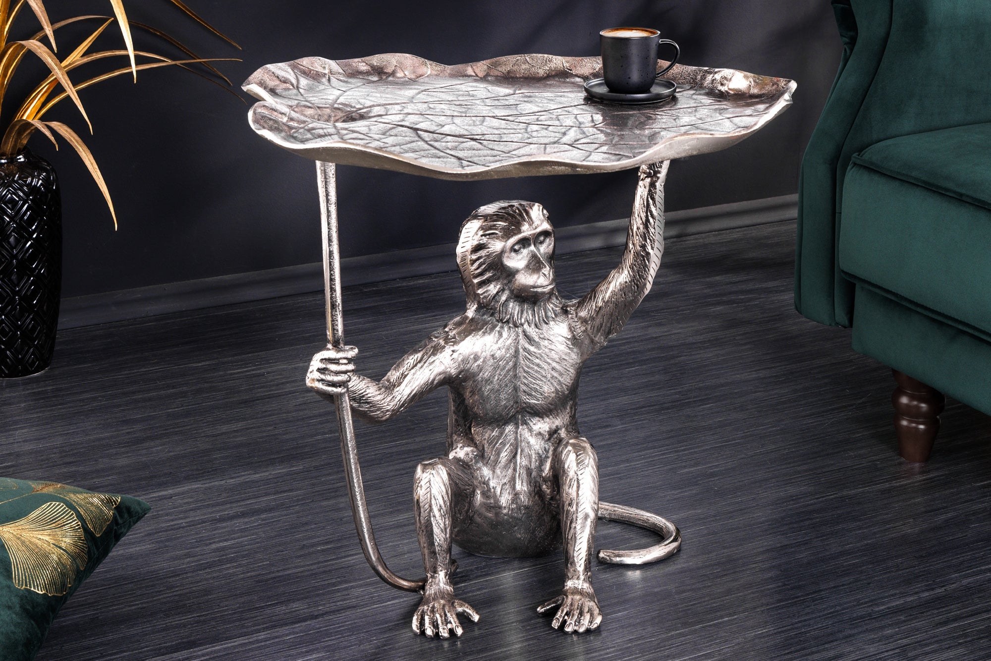 mesa-dappoint-design-wildlife-monkey-60cm-metal-plata-hecho-a mano_44836 (inv)