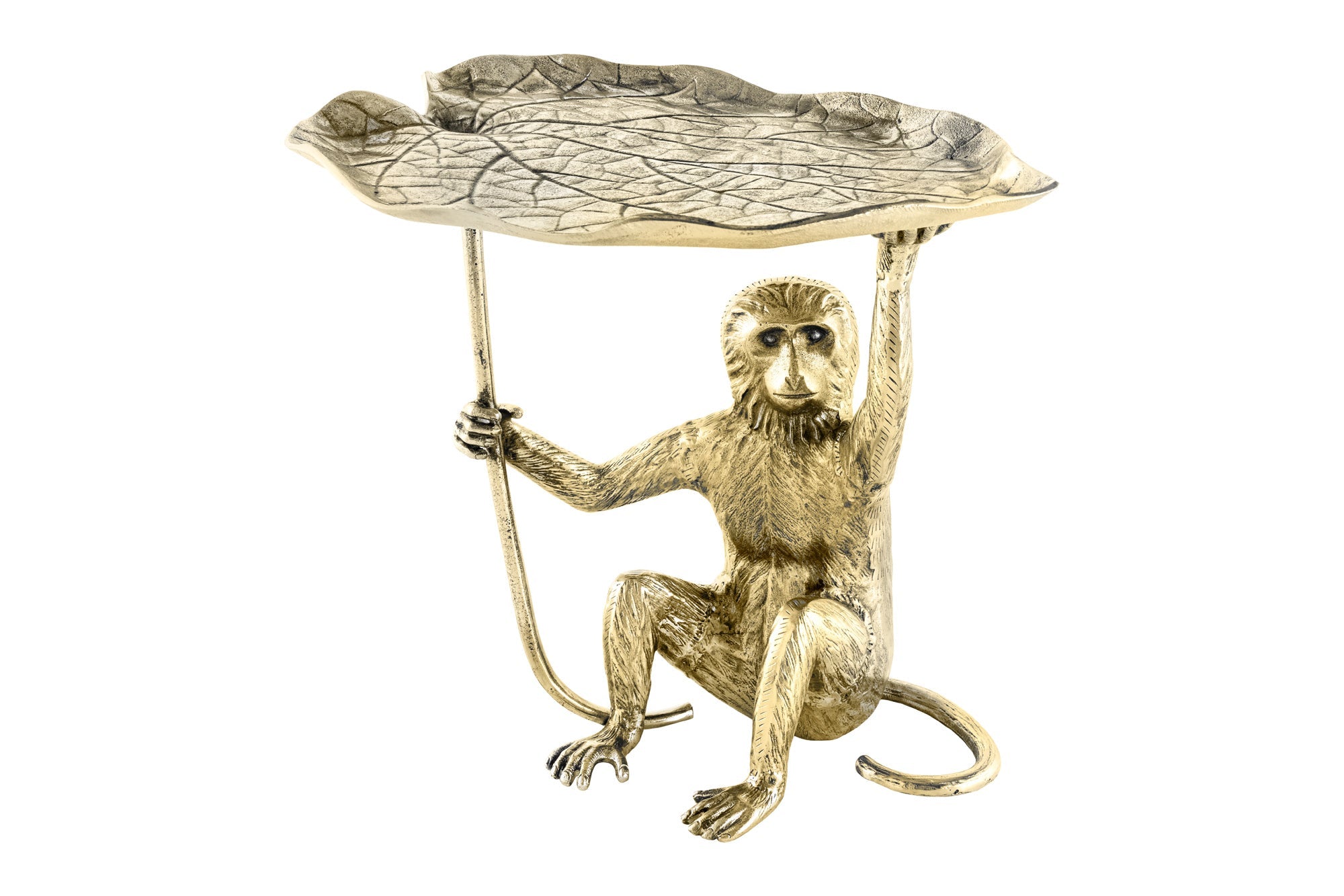 WILDLIFE MONKEY 60cm mesa auxiliar de metal dorado antiguo hecha a mano
