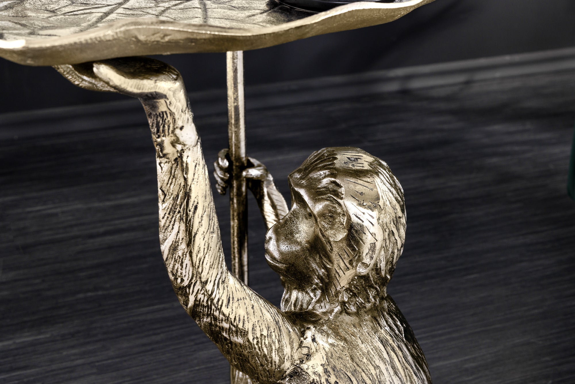 WILDLIFE MONKEY 60cm mesa auxiliar de metal dorado antiguo hecha a mano