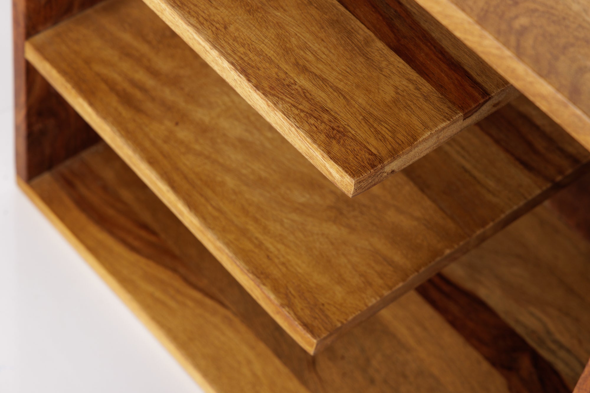 CUBUS mesa auxiliar de madera maciza 45 cm marrón Sheesham acabado piedra estantería mesita de noche
