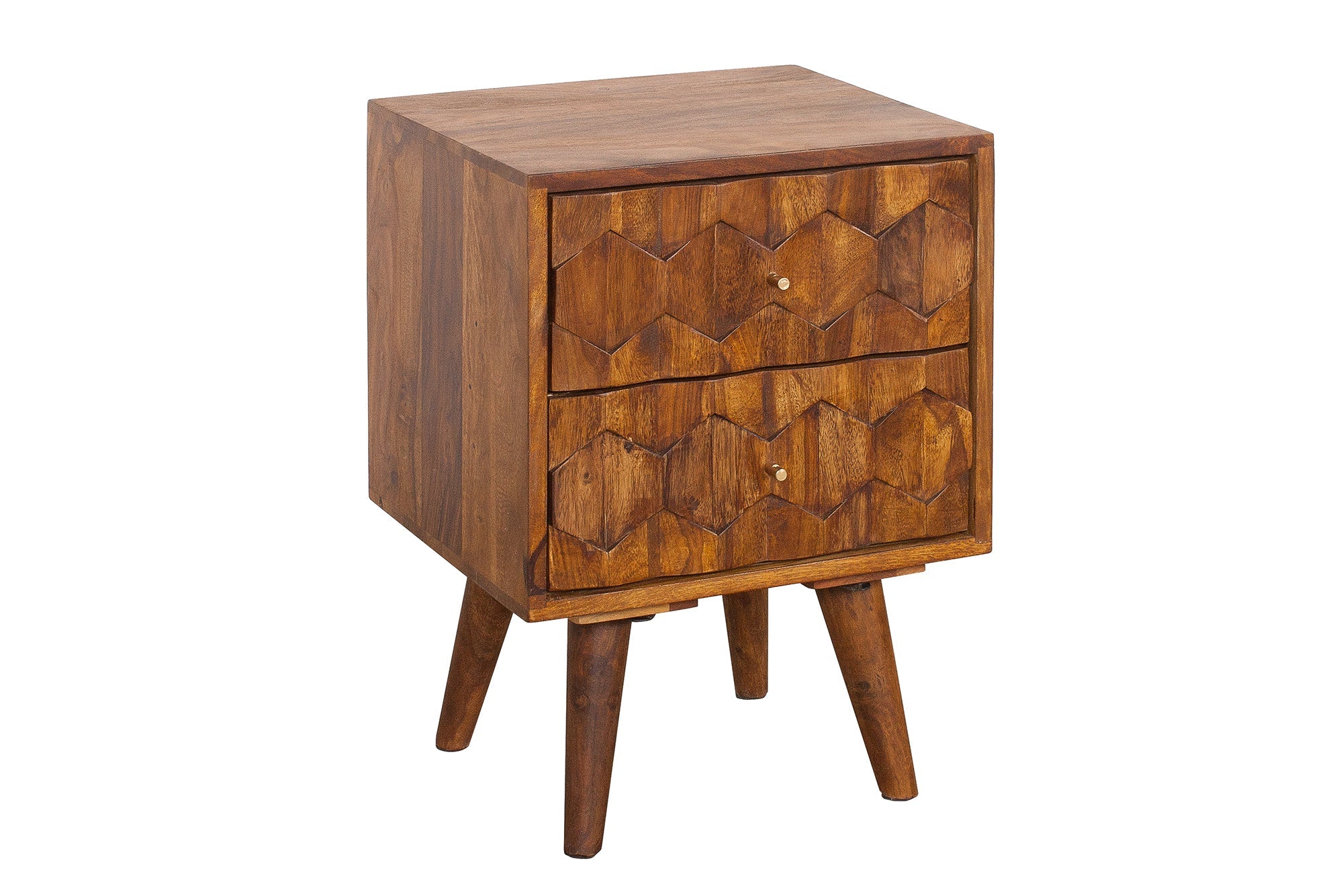 MYSTIC LIVING mesa auxiliar de madera maciza 60 cm marrón Sheesham acabado piedra mesita de noche