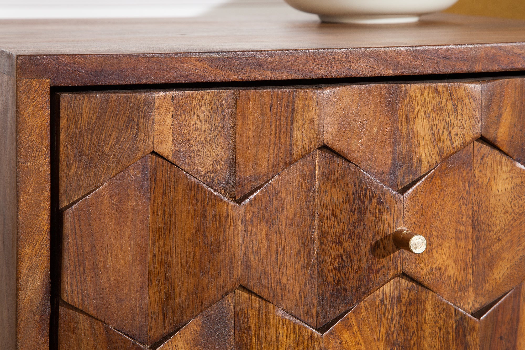 Table d'appoint en bois massif MYSTIC LIVING 60 cm marron finition pierre de Sheesham table de chevet