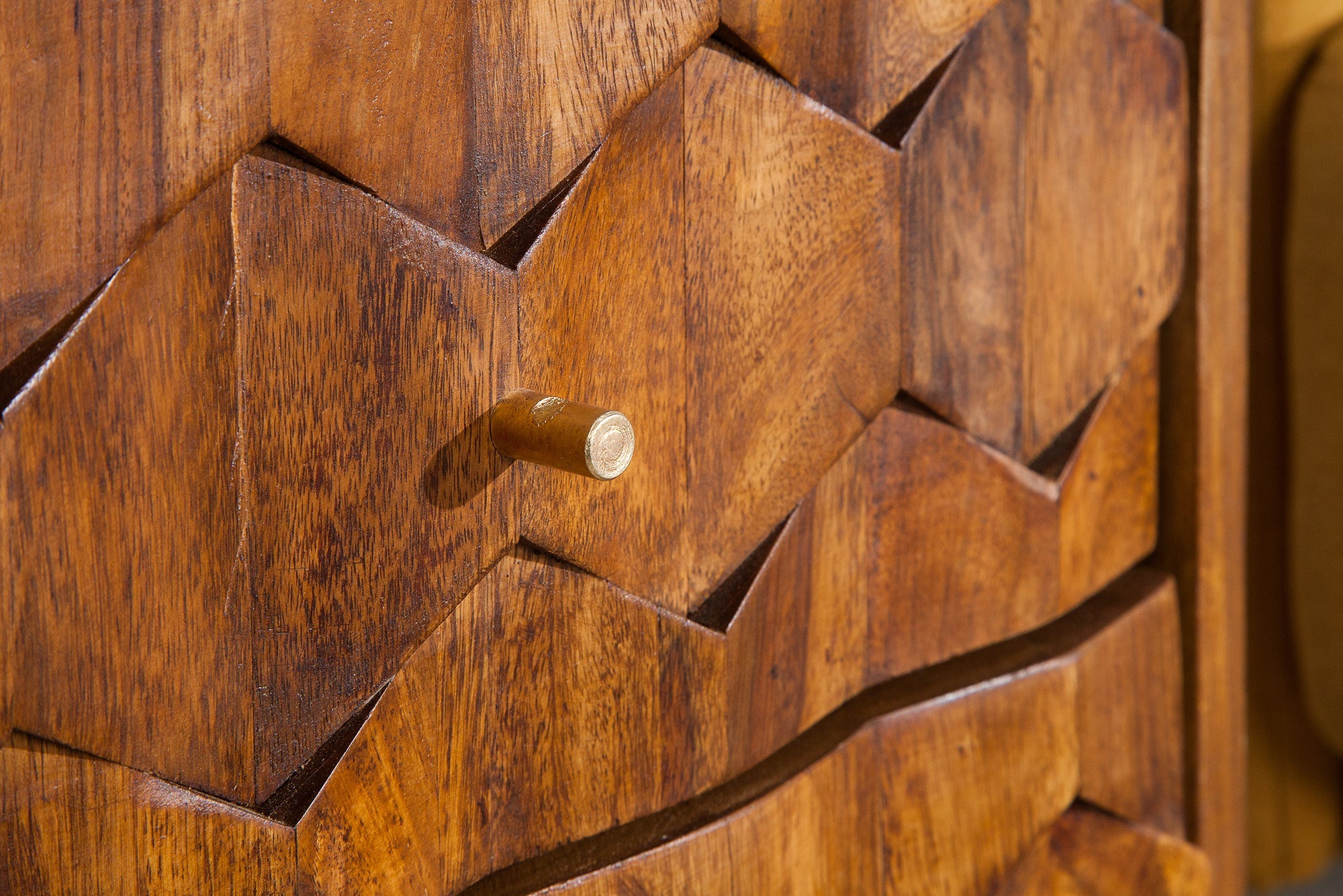 Table d'appoint en bois massif MYSTIC LIVING 60 cm marron finition pierre de Sheesham table de chevet