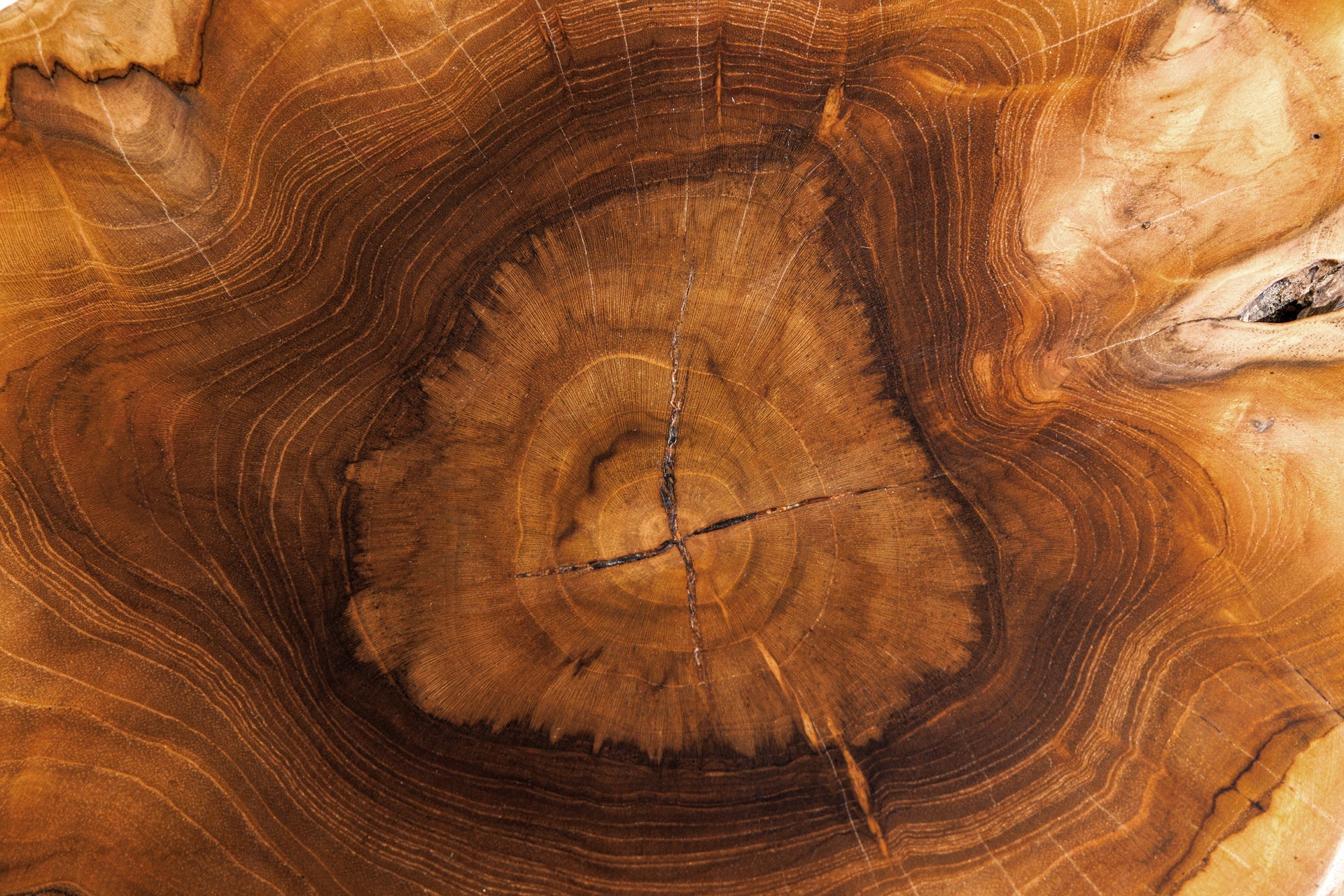 ROOT Mesa auxiliar de madera maciza de 70 cm en madera de raíz de teca natural con diseño de zanco