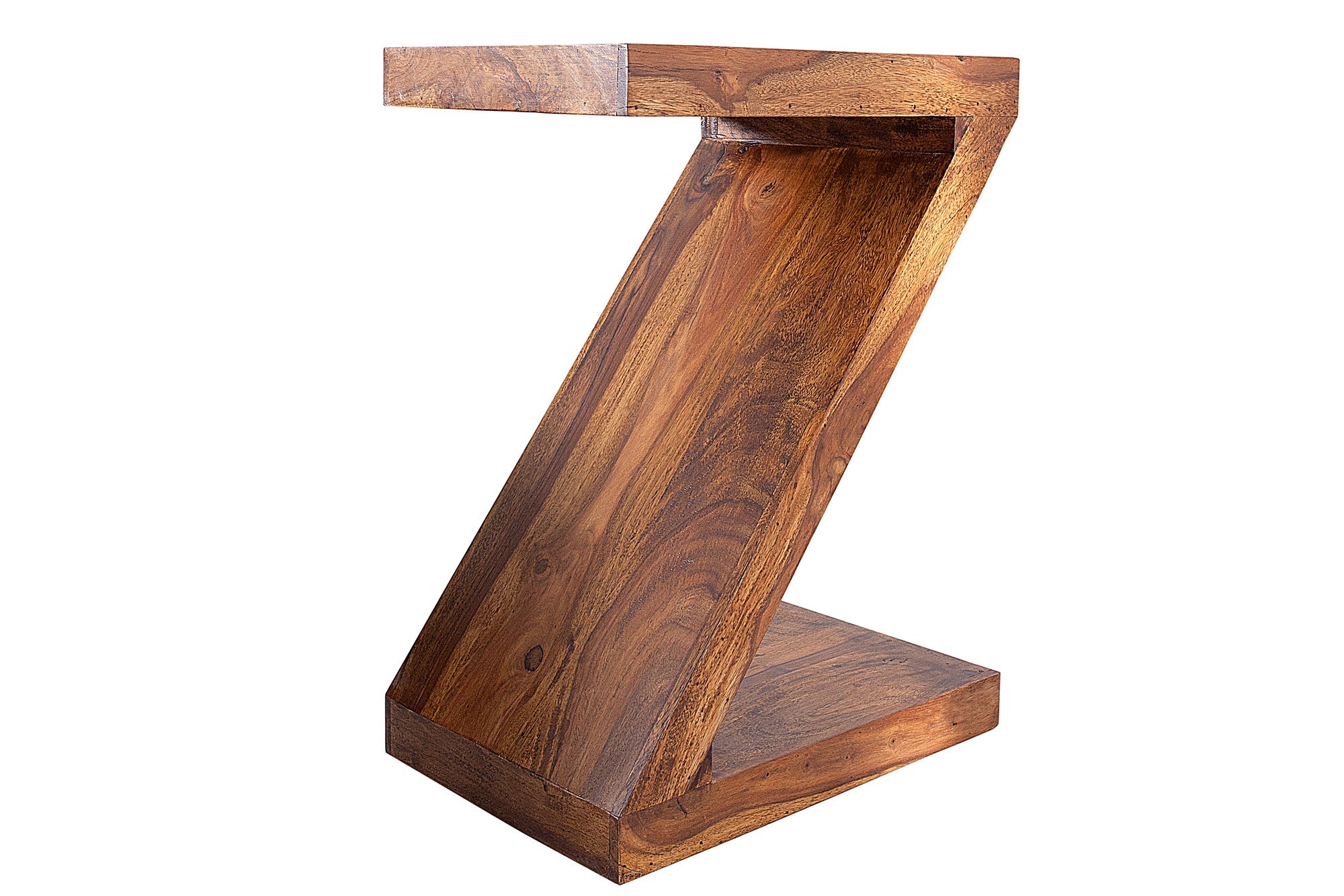 Mesa auxiliar de madera maciza Z 45 cm Sheesham marrón monograno acabado piedra