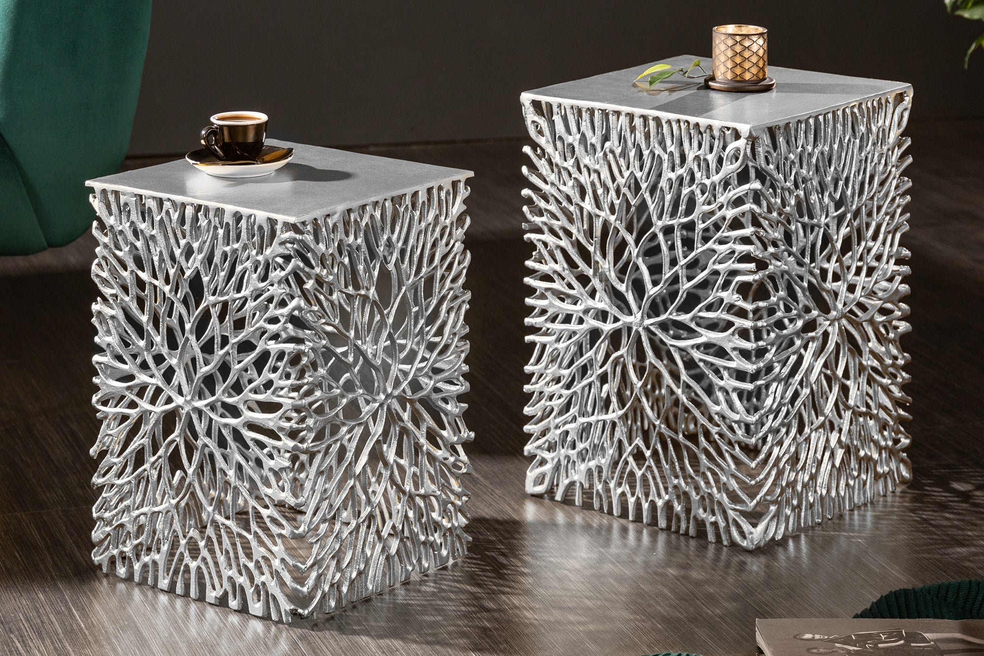 table-dappoint-en-filigrane,-lot-de-2,-abstract-leaf,-45-cm,-silver,-fait-main_40612 (inv)