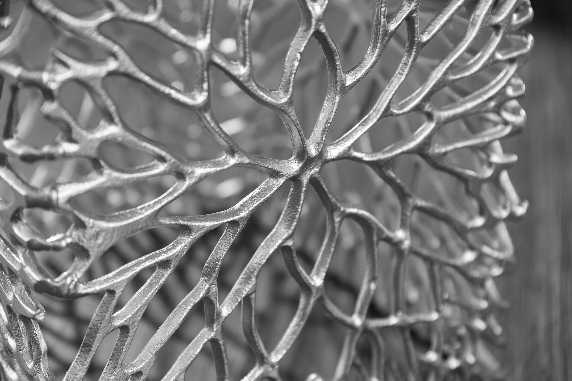 Mesa auxiliar de filigrana, set de 2, HOJA ABSTRACTA, 45 cm, plata, hecha a mano