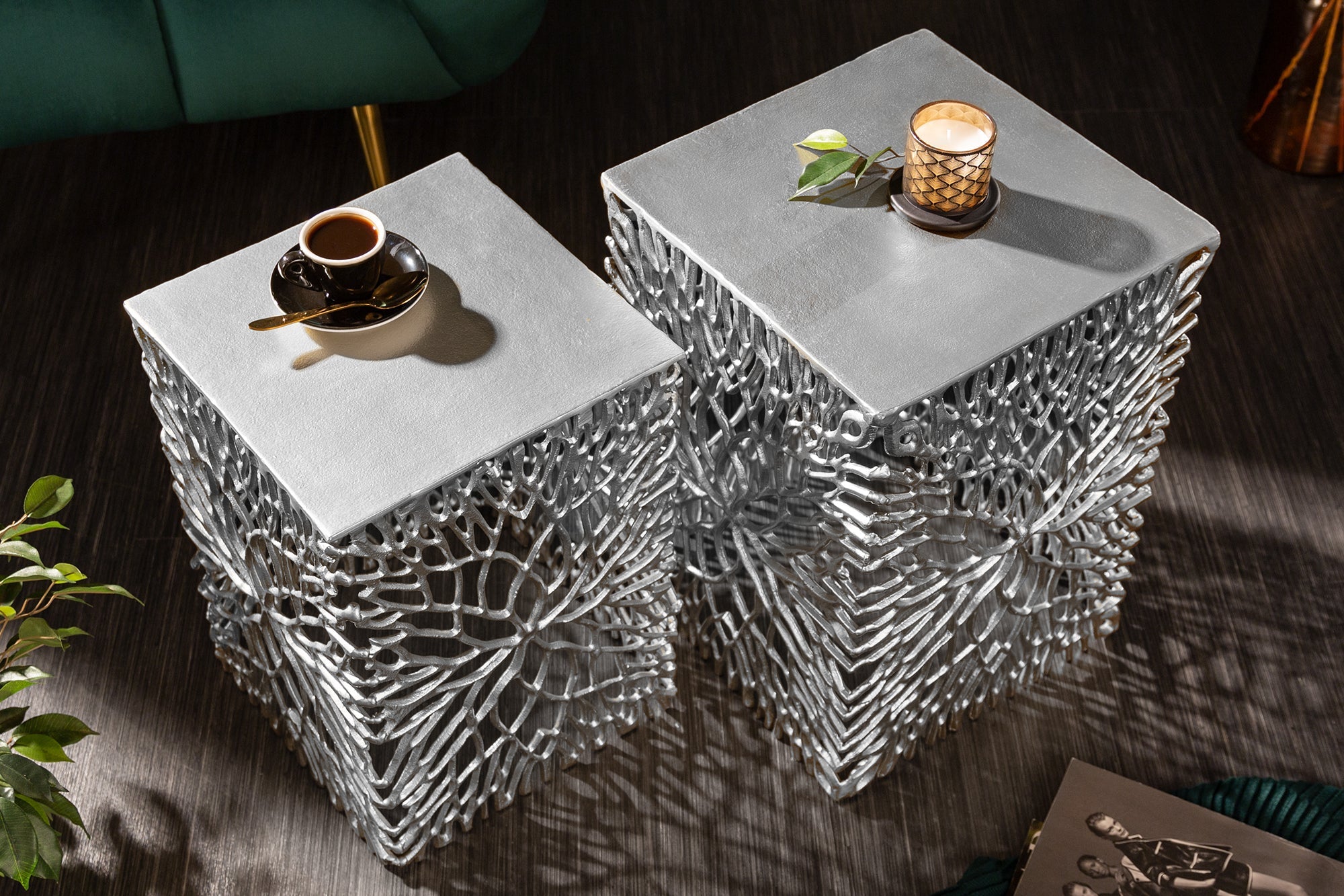table-dappoint-en-filigrane,-lot-de-2,-abstract-leaf,-45-cm,-silver,-fait-main_40612 (inv)