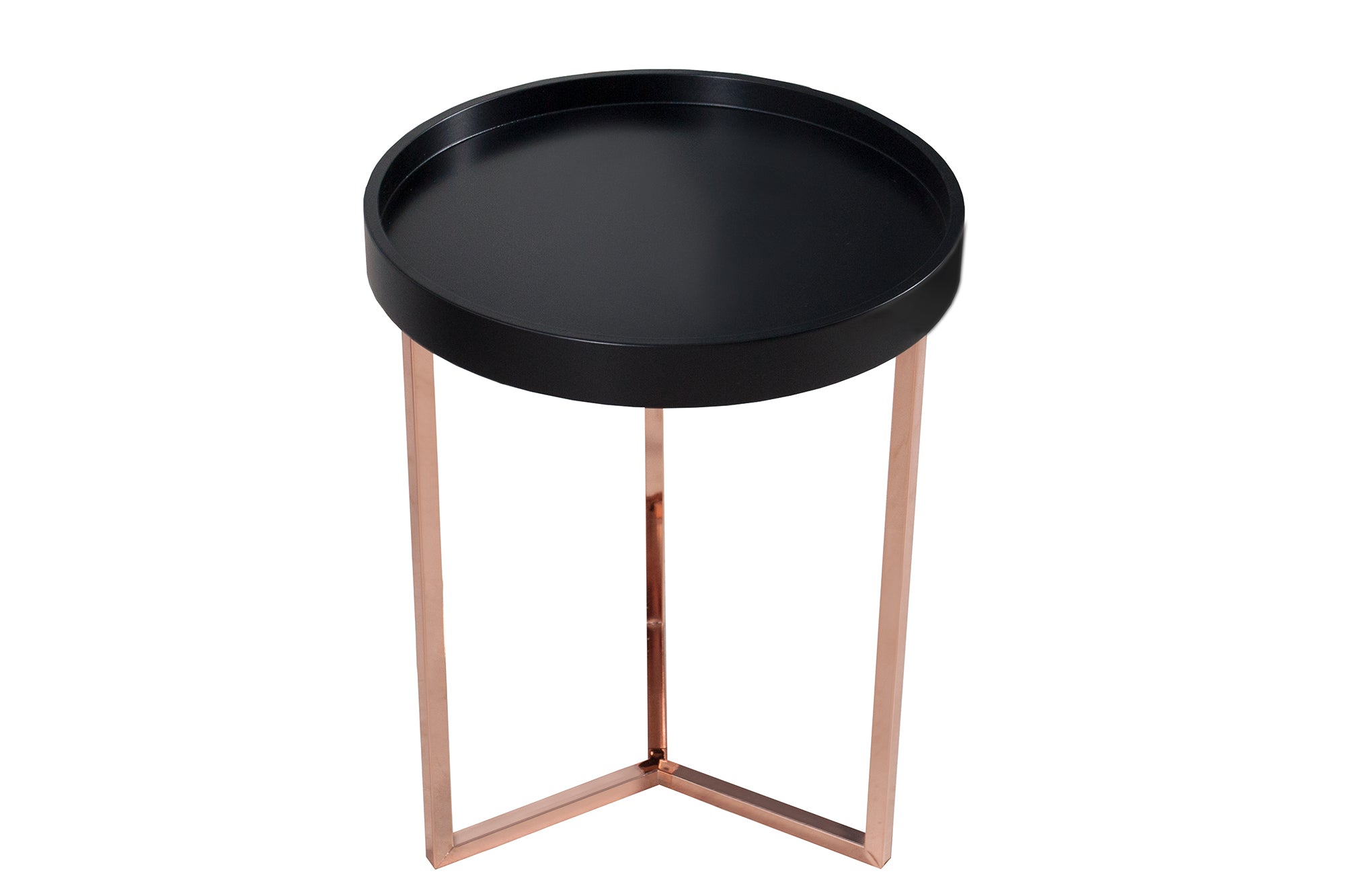 Extravagante mesa auxiliar MODULAR redonda de 40cm en cobre negro mate con tapa