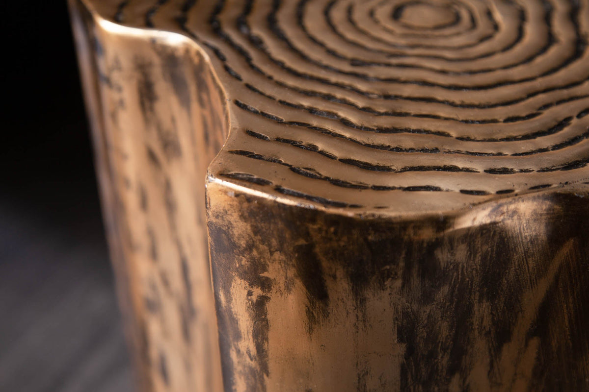 Table d’appoint extravagante ORGANIC ORIENT 45cm design tronc d’arbre en métal doré