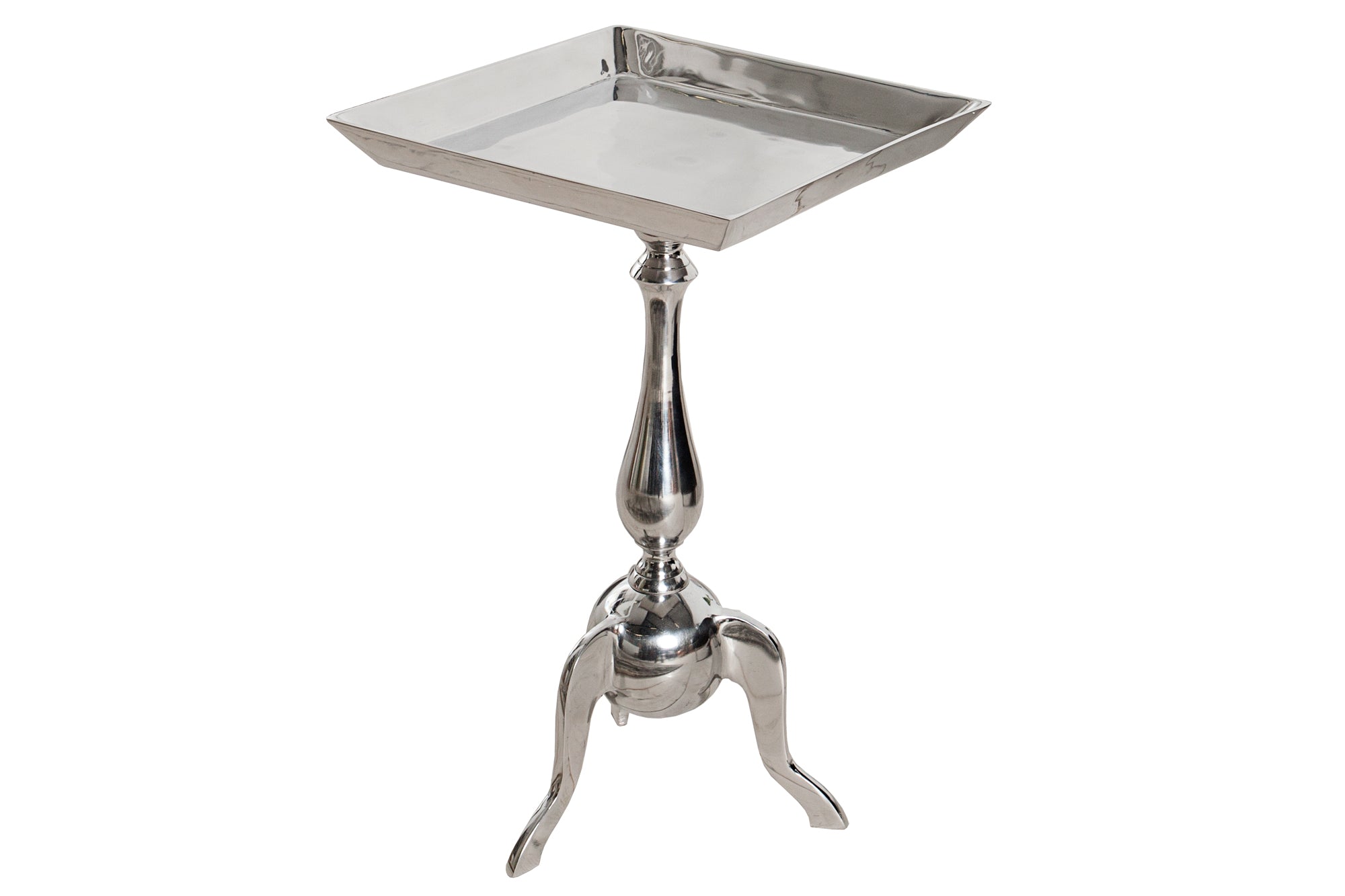 TRAYFUL Mesa auxiliar de filigrana de aluminio plateado de 55 cm