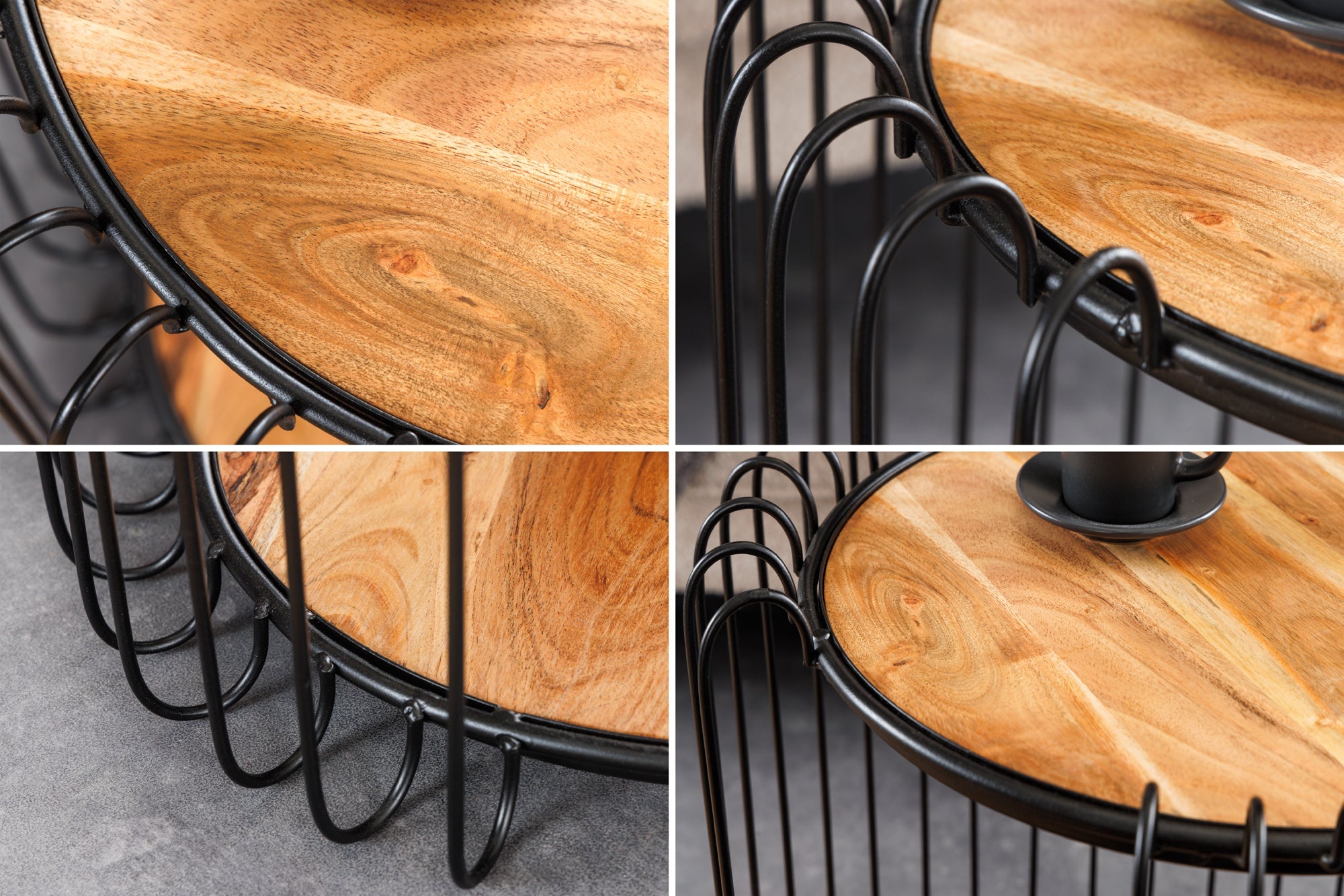 Table d'appoint industrielle TRUE ELEMENTS 50cm en bois massif d'acacia naturel