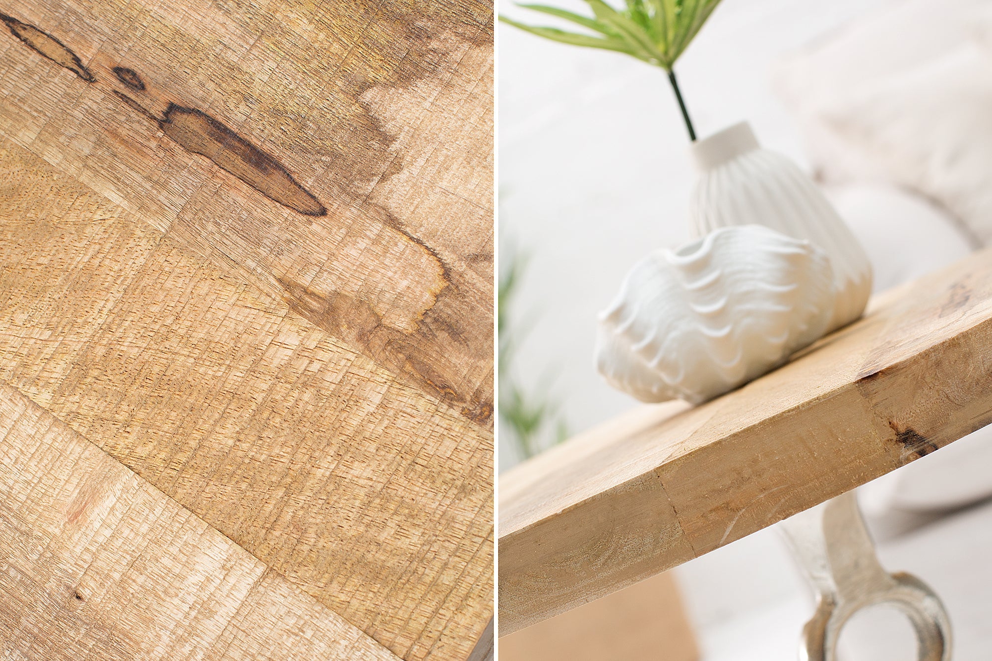 SEVEN SEAS mesa auxiliar marítima 50cm redonda diseño ancla plata madera mango metal