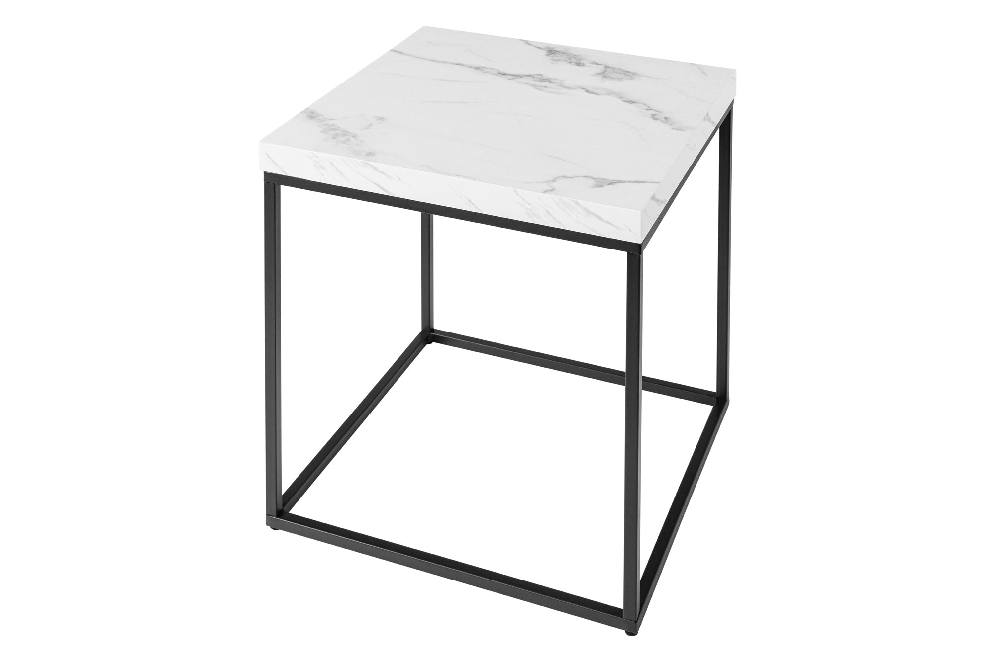 ARQUITECTURA mesa auxiliar moderna 45cm diseño mármol blanco estructura metálica